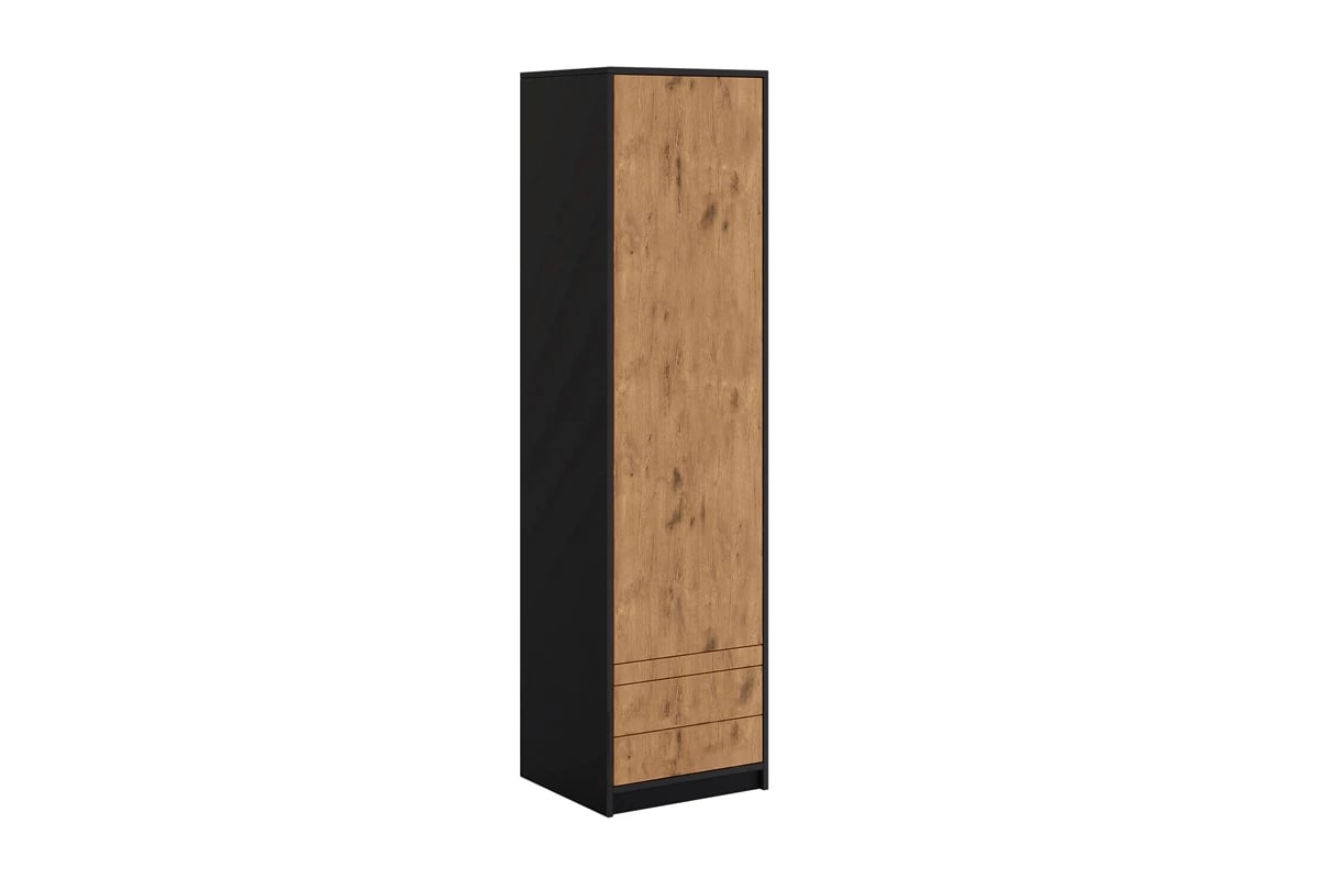 Skříň Loft S k vertikální sklápěcí posteli Basic - černá / dub lancelot Skříň loft