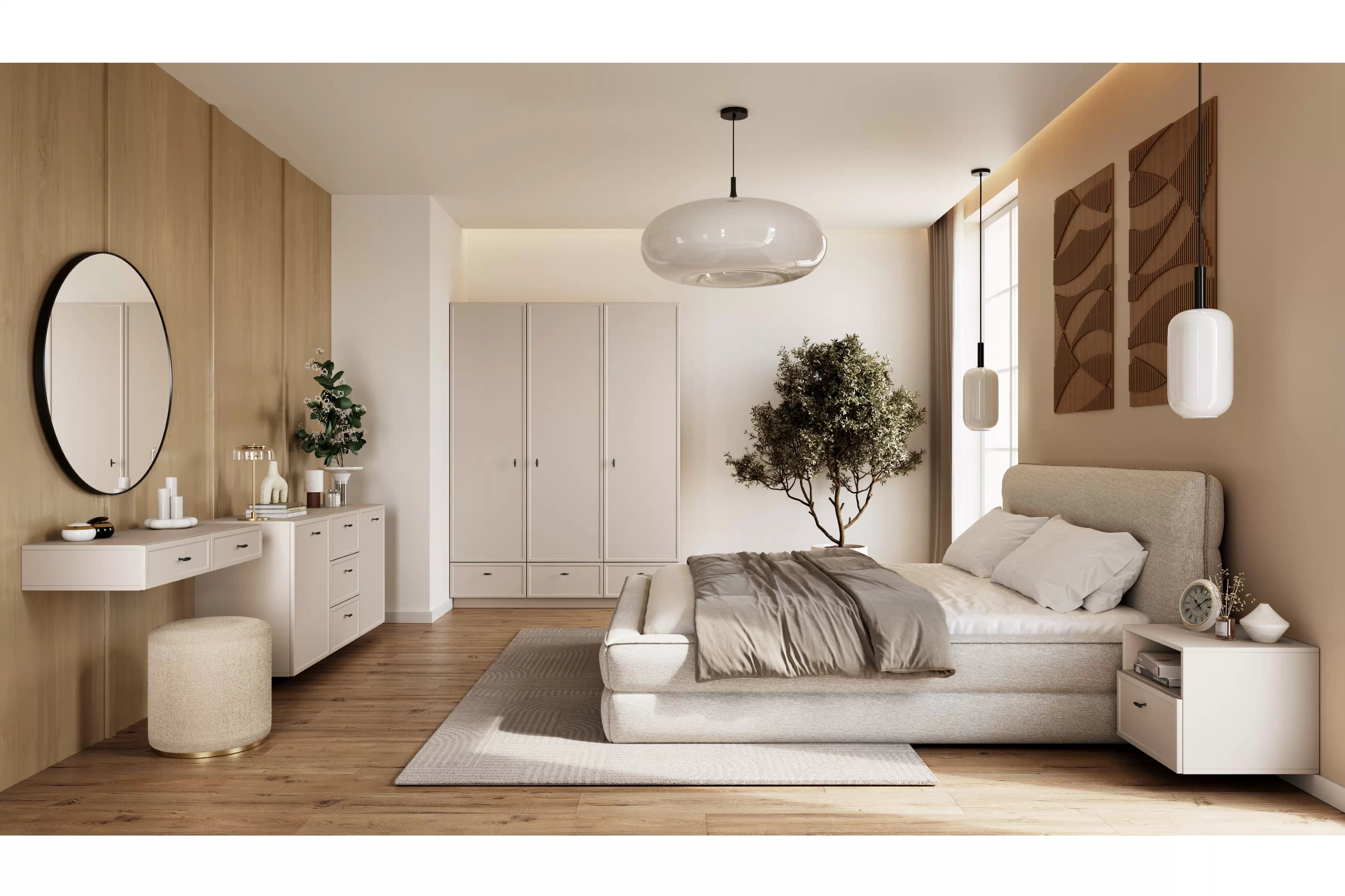 Šatníková skriňa Lorini 150 cm - kašmírová / čierne úchytky T Skriňa Lorini 150 cm z policami - kašmír / čierny úchyty T-bar