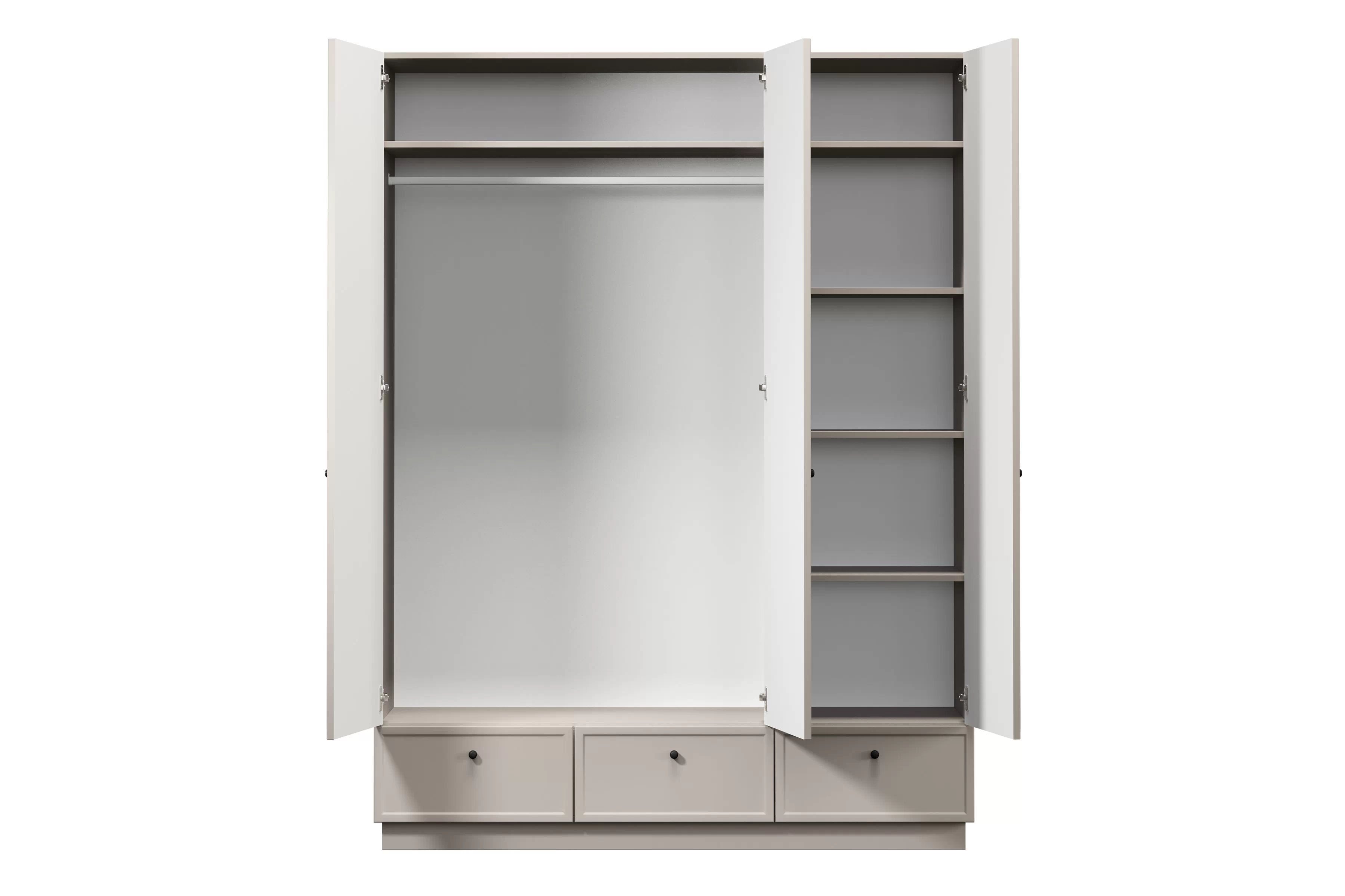 Šatníková skriňa Lorini 150 cm - kašmírová / čierne úchytky G Skriňa Lorini 150 cm z policami - kašmír / čierny úchyty