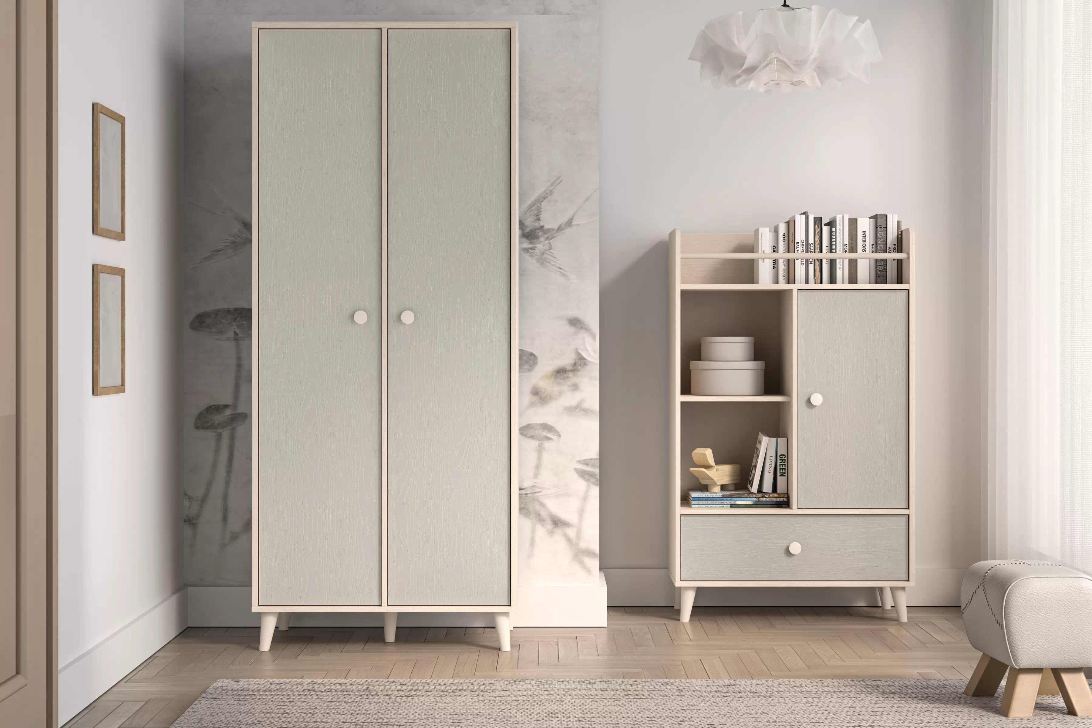 Skriňa do detskej izby Marla 80 cm - púštny piesok / sivá Skriňa Marla 80 cm - piasek pustyni / šedý pallad