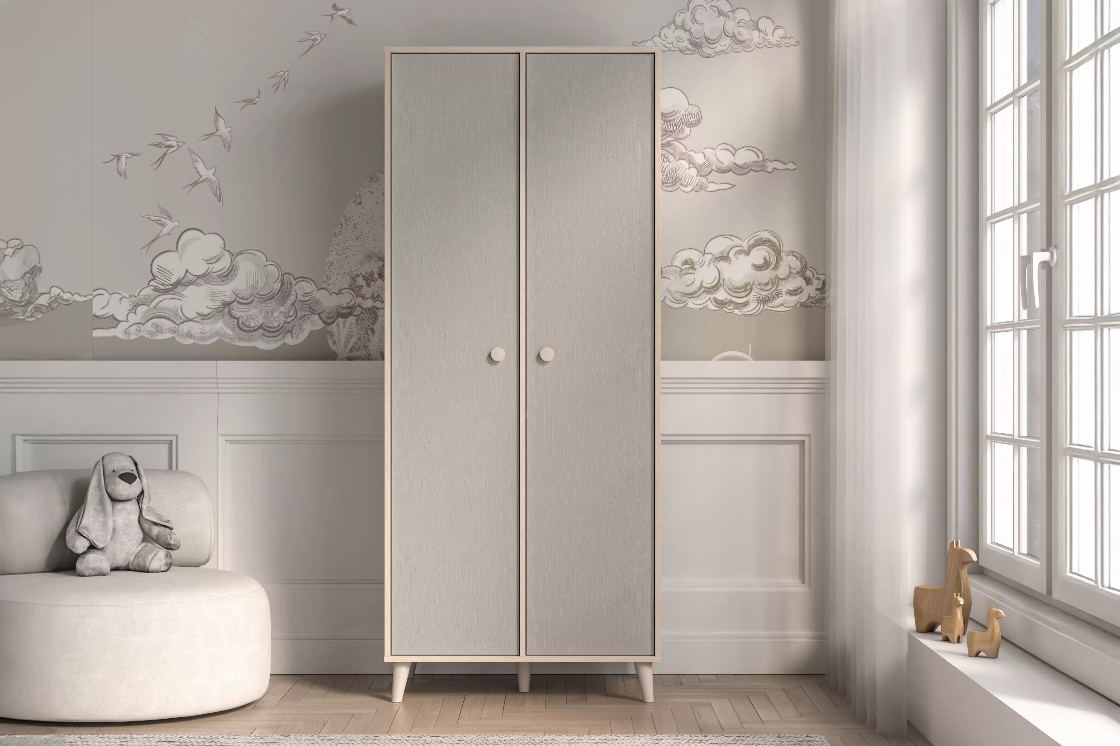 Skriňa do detskej izby Marla 80 cm - púštny piesok / sivá Skriňa Marla 80 cm - piasek pustyni / šedý pallad