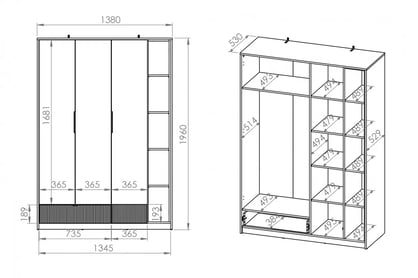 Studentská skříň Gaoli 01 138 cm - bílá / dub castello / grafit skříň mlodziezowa Gaoli 01 z szuflada 138 cm - Bílý / Dub castello / grafit