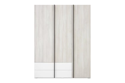 Studentská šatní skříň Lumo 1 150 cm se zásuvkami - dub wilton bílý / bílý lux / antracit
