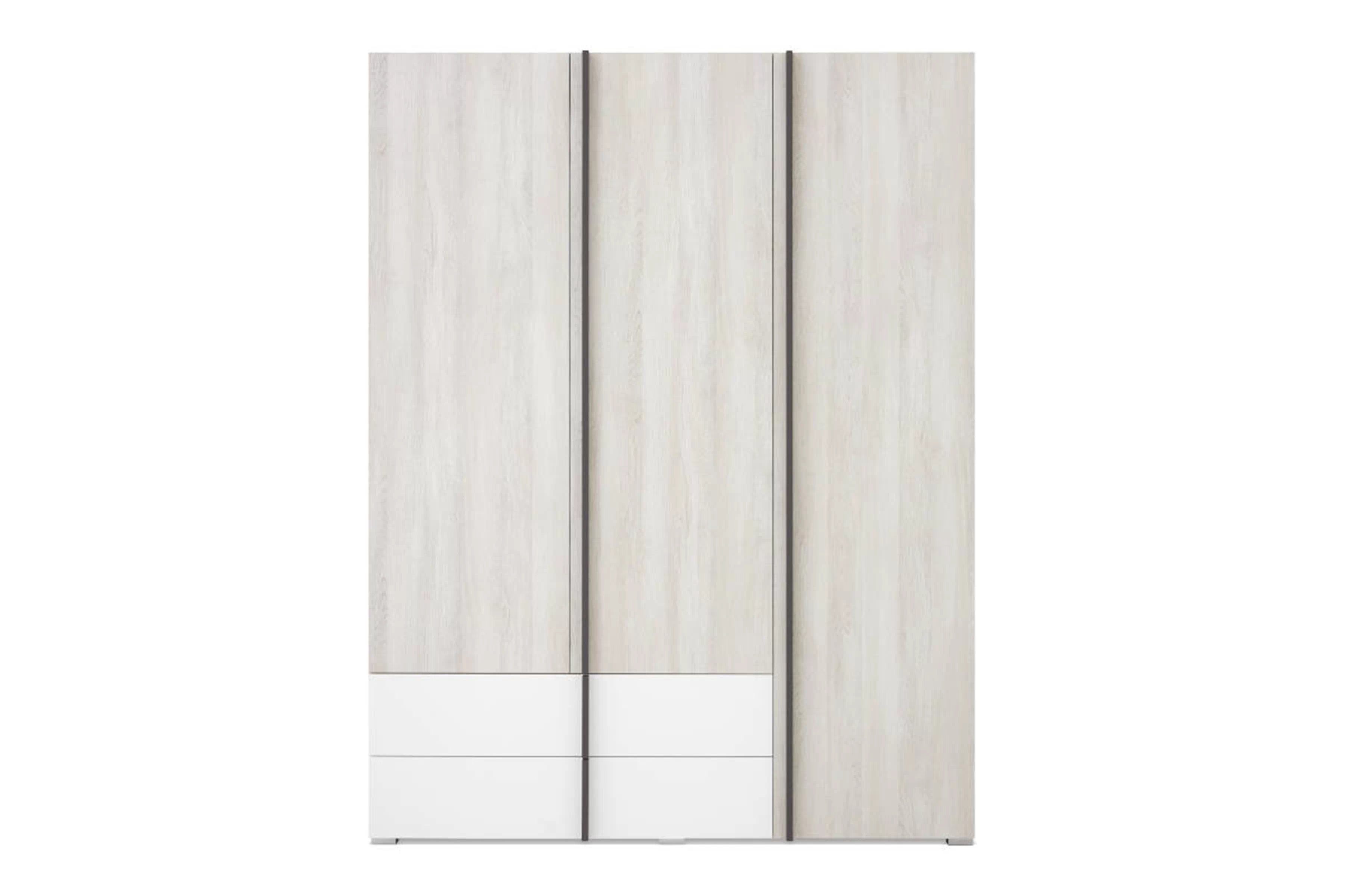 Šatníková skriňa pre mládež Lumo 1 150 cm so zásuvkami - biely wilton dub / biely lux / antracit Skriňa mlodziezowa Lumo 1 150 cm so zásuvkami - Dub wilton biela / biela lux / Antracytová