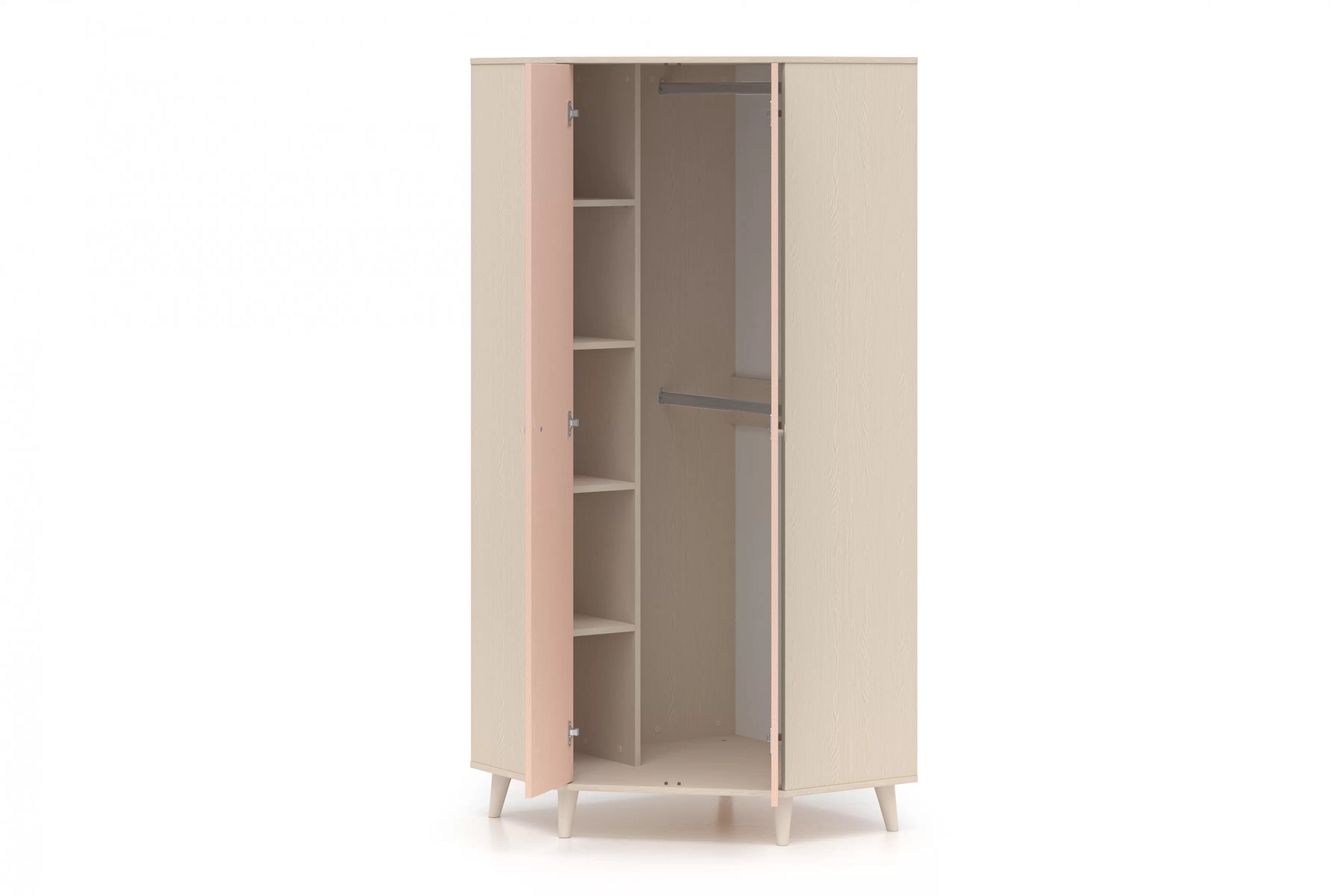 Rohová skriňa do detskej izby Marla 80 cm - púštny piesok / ružová Rohová skriňa Marla 80 cm - piasek pustyni / millenial pink