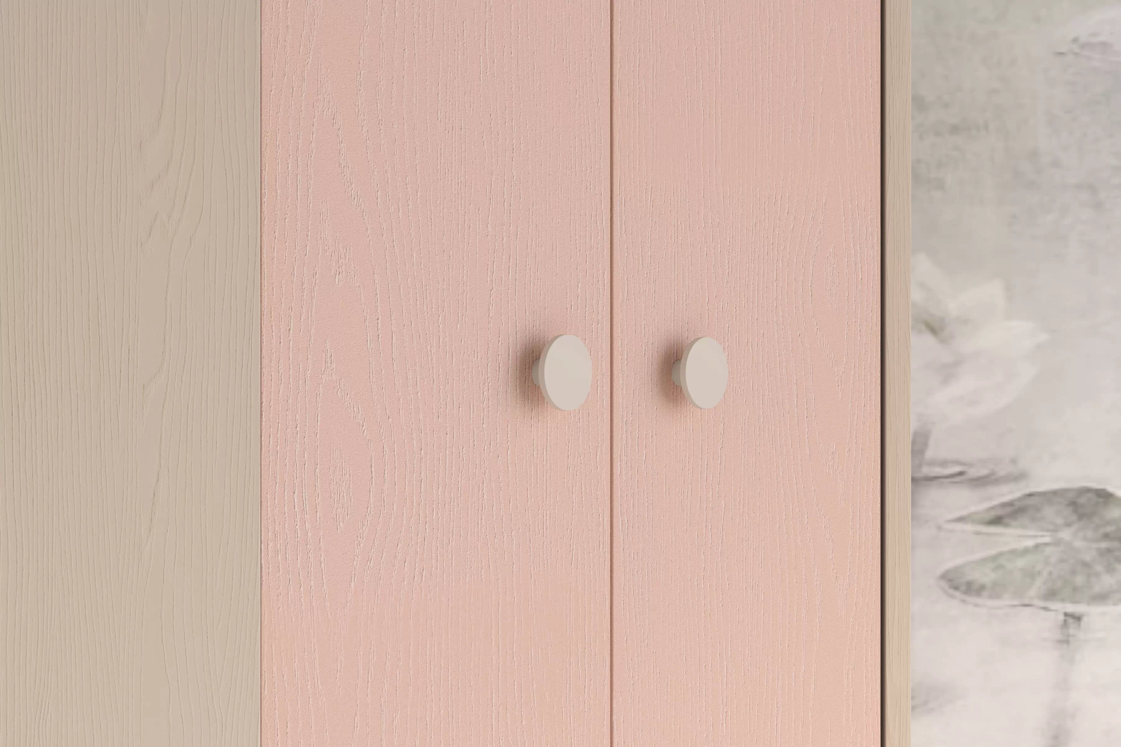 Rohová skriňa do detskej izby Marla 80 cm - púštny piesok / ružová Rohová skriňa Marla 80 cm - piasek pustyni / millenial pink