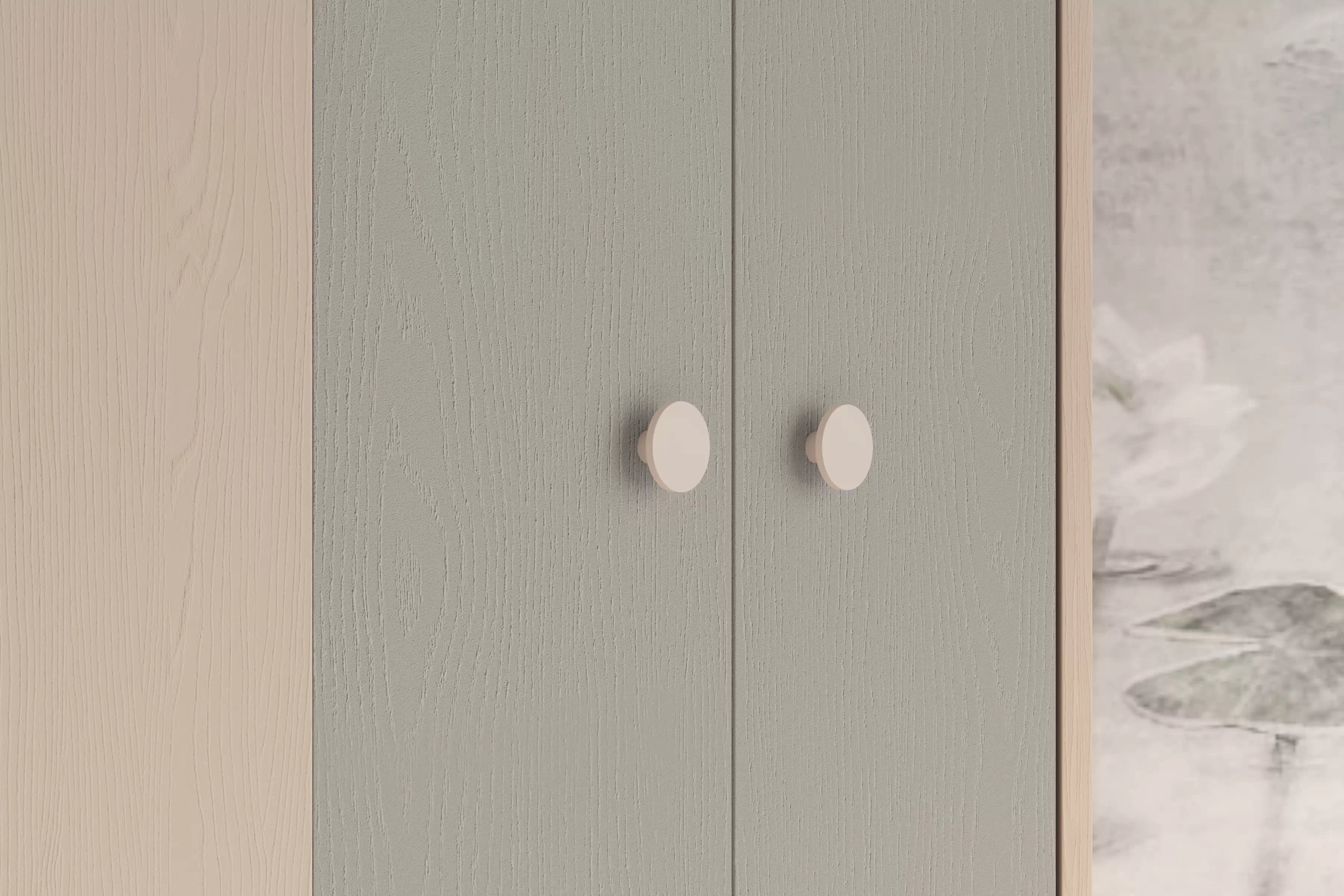 Rohová skriňa do detskej izby Marla 80 cm - púštny piesok / sivá Rohová skriňa Marla 80 cm - piasek pustyni / šedý pallad