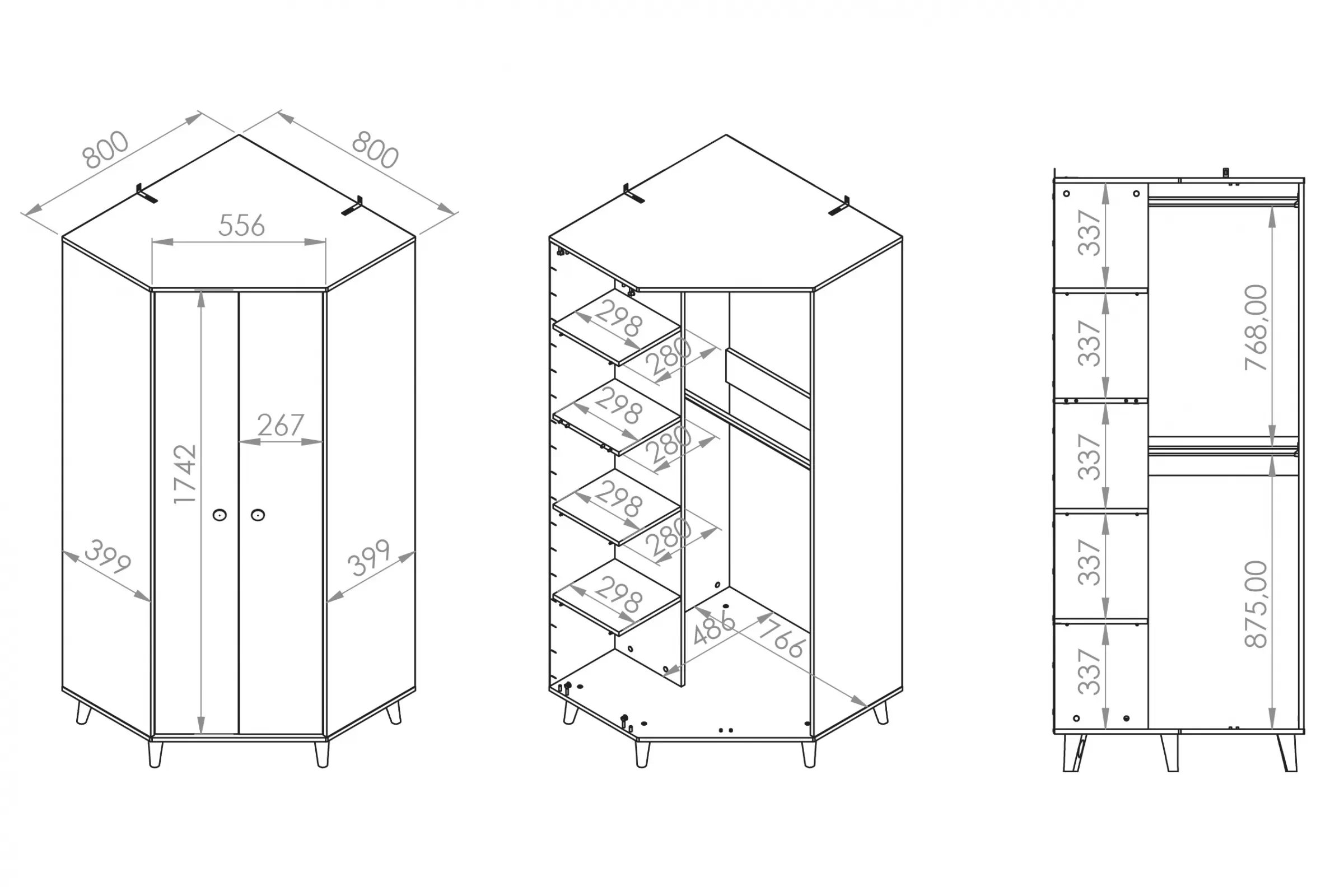 Rohová skriňa do detskej izby Marla 80 cm - púštny piesok / sivá Rohová skriňa Marla 80 cm - piasek pustyni / šedý pallad
