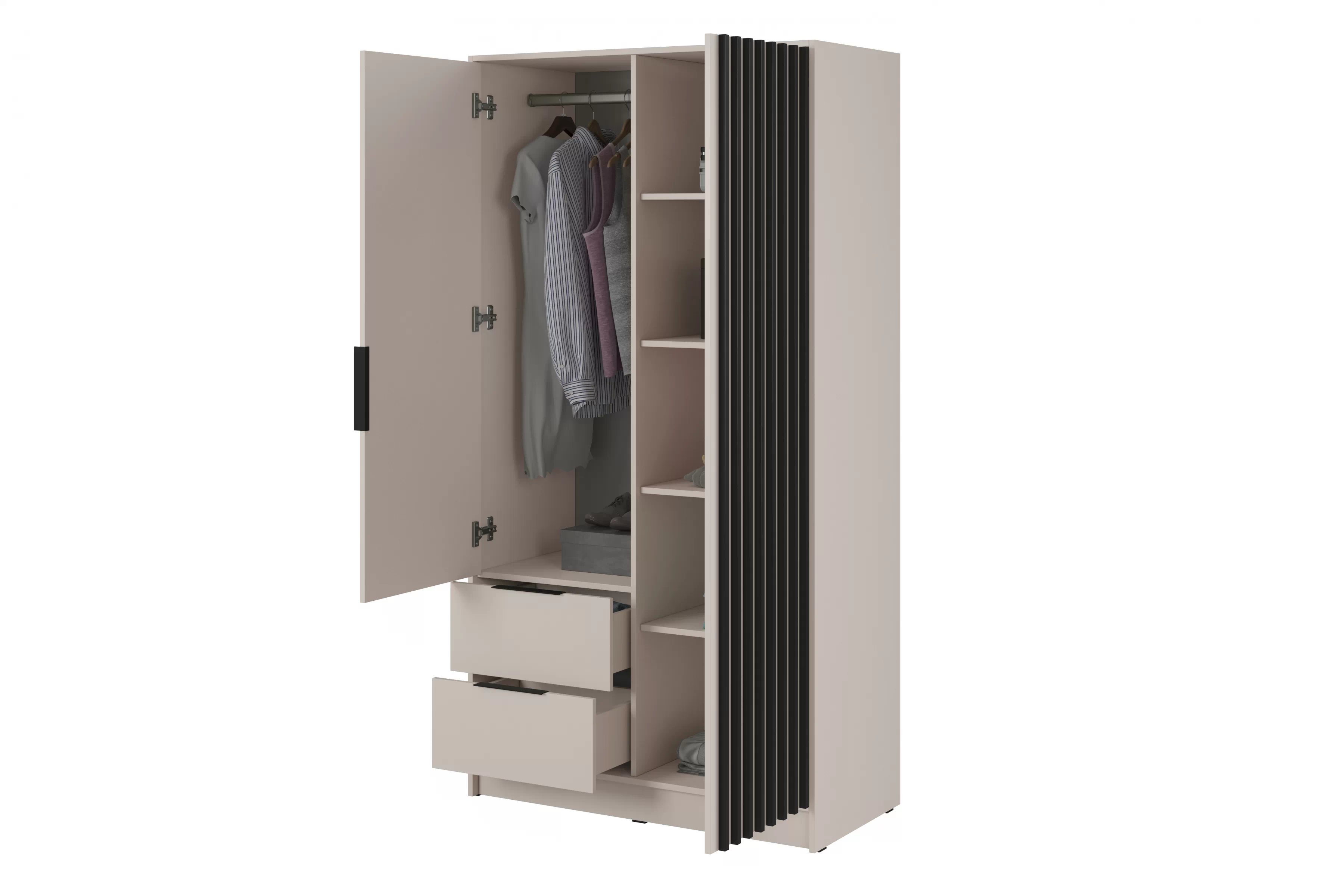 Skriňa Neria 105 cm - kašmír / Čierny Skriňa Neria 105 cm - kašmír / Čierny