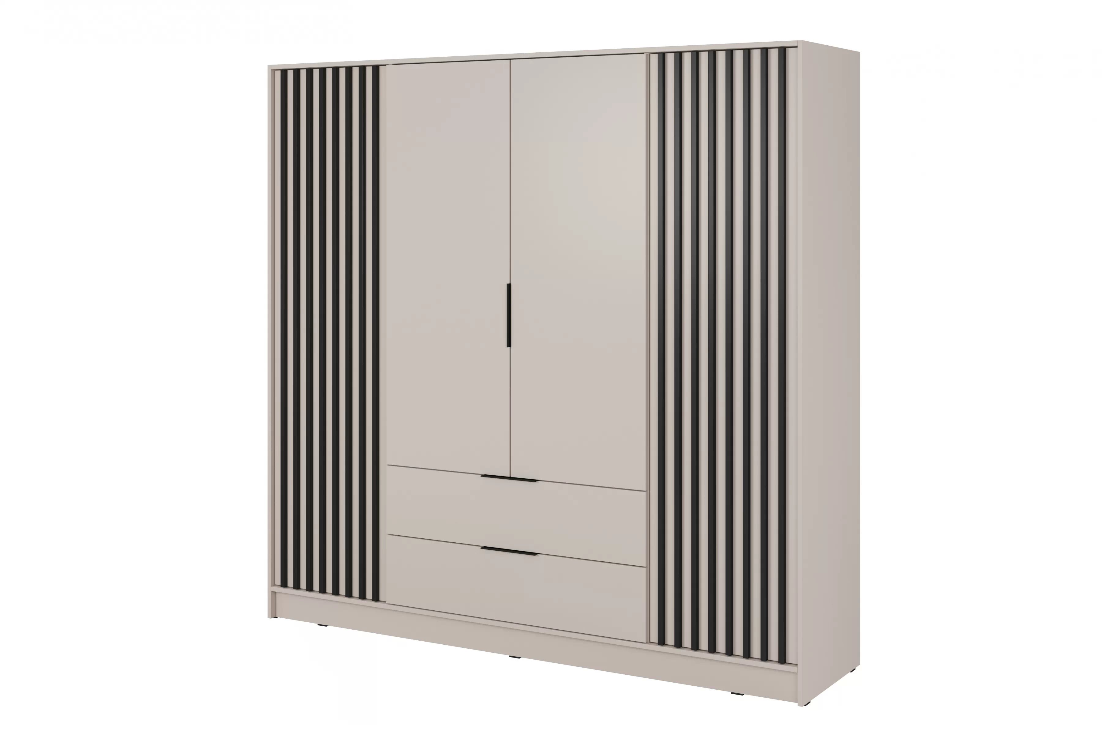 Skriňa Neria 206 cm - kašmír / Čierny Skriňa Neria 206 cm - kašmír / Čierny