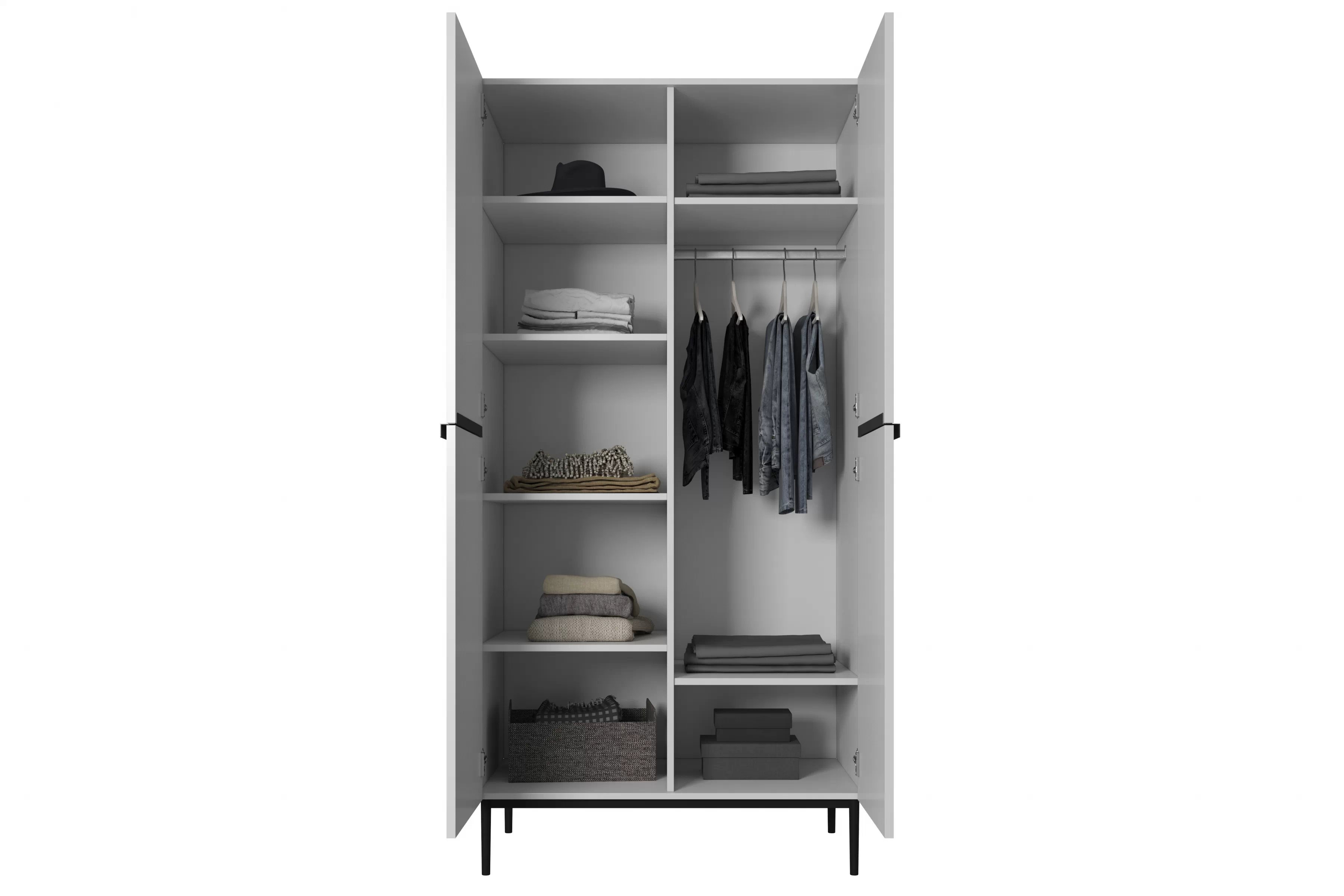 Skriňa Nicol 100 cm - biely mat / čierne nožičky Skriňa Nicole 100 cm z policami - biely mat / čierny nozki