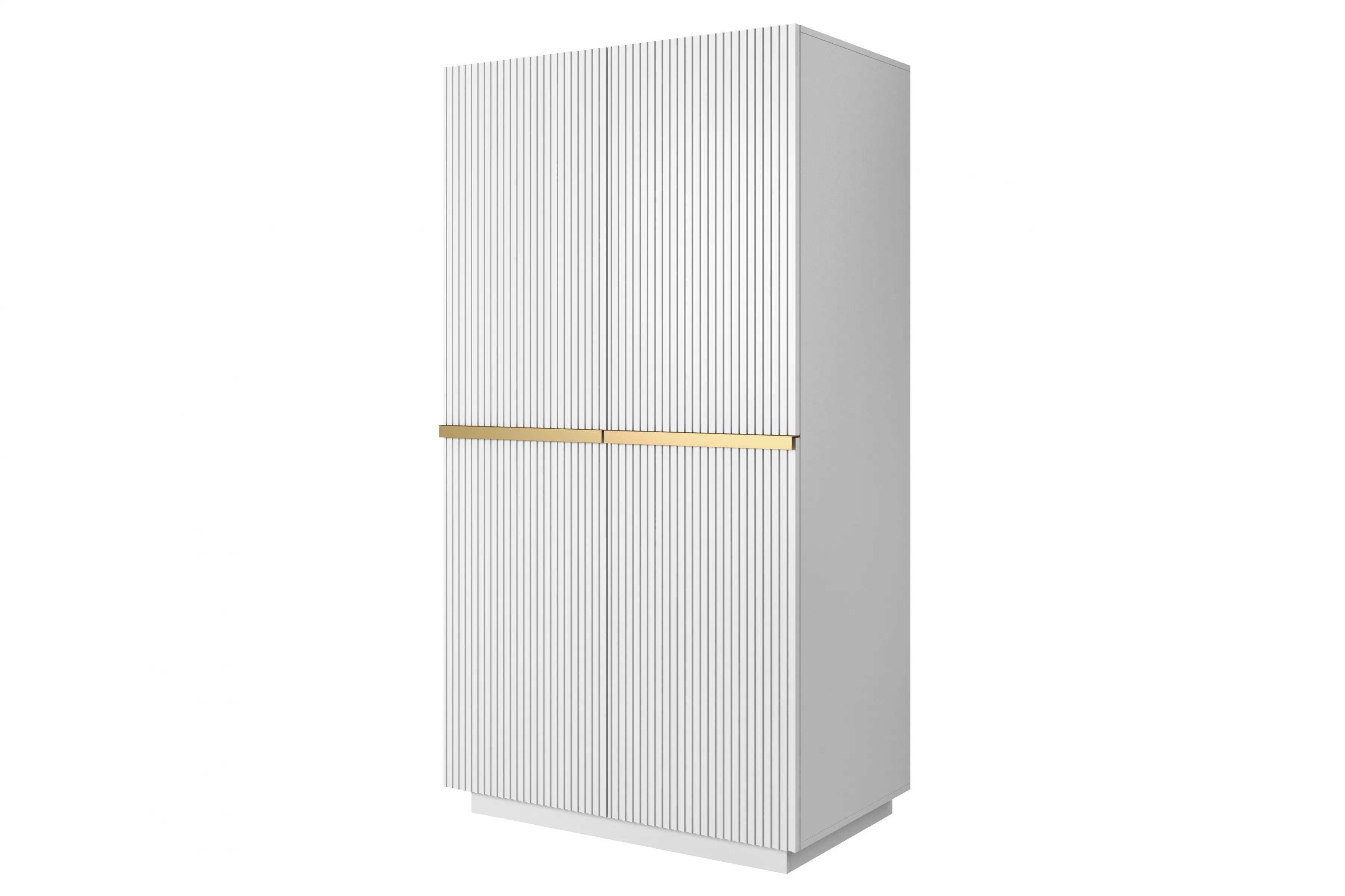 Skriňa Nicole s frézovaným čelom 100 cm - biely mat / zlaté úchytky Skriňa Nicole 100 cm z policami - biely mat / zlote úchyty