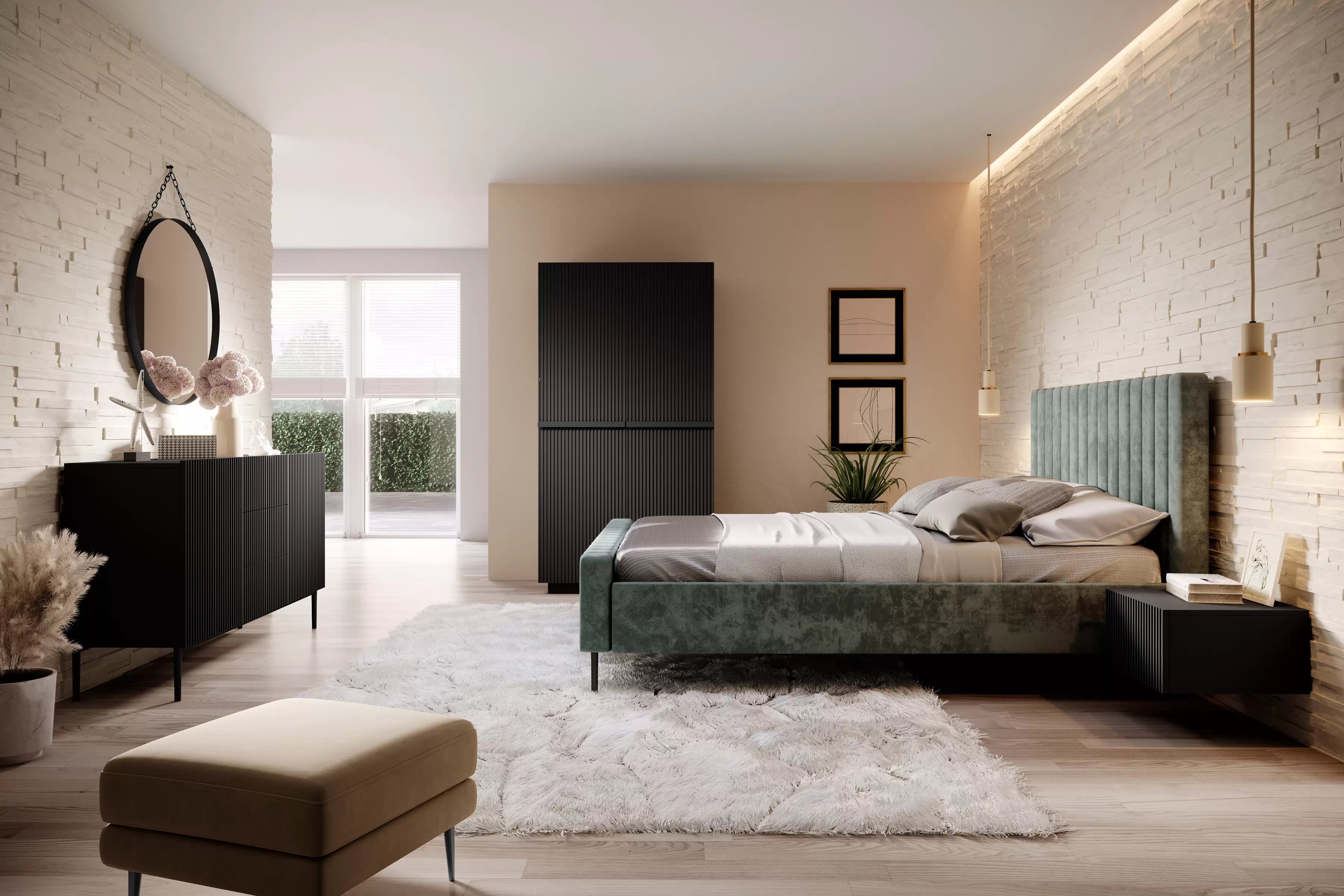 Skříň Nicole 100 cm - černý mat / černé úchytky skříň Nicole 100 cm z policemi - černá mat / černá Úchytky