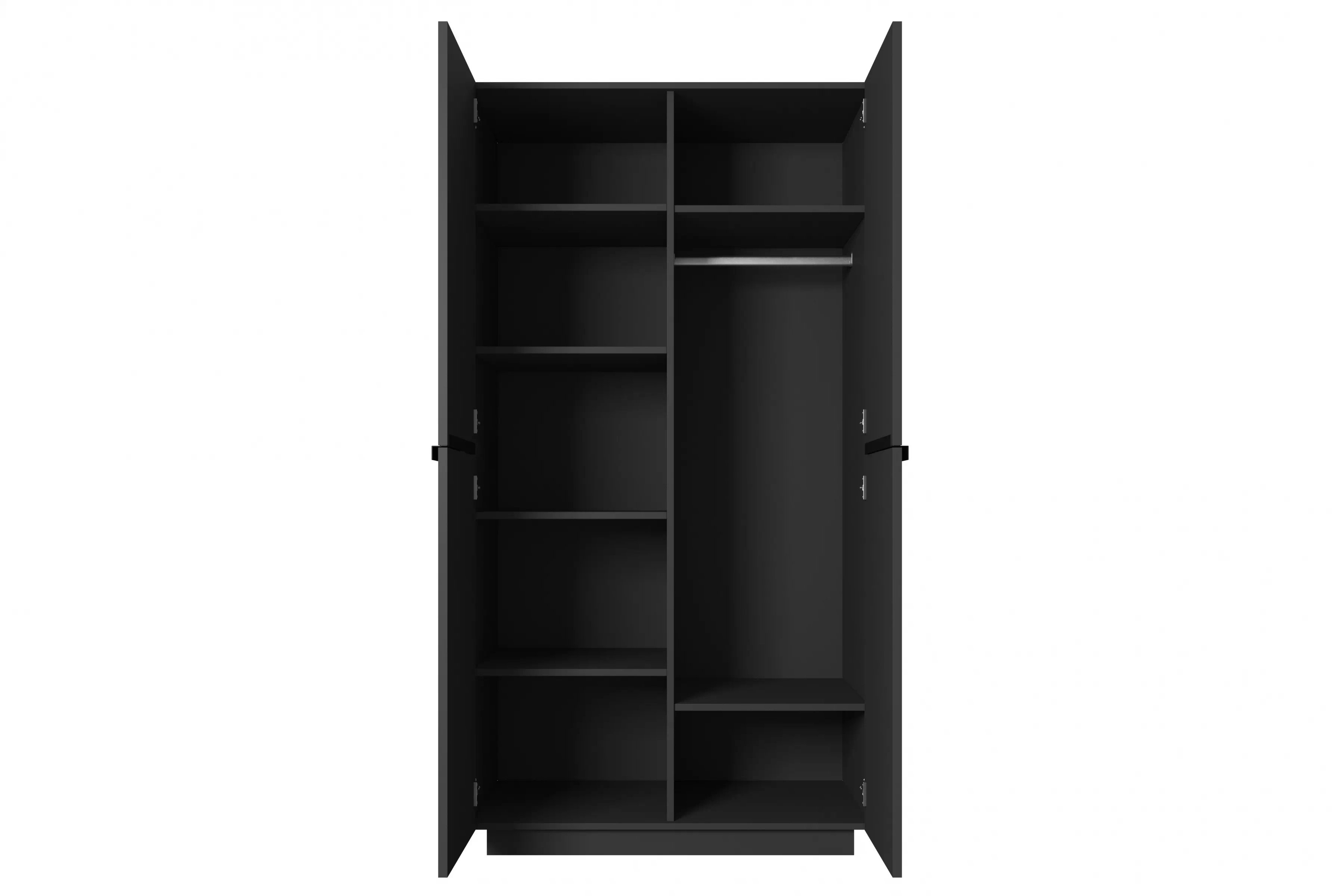 Skříň Nicole 100 cm - černý mat / černé úchytky skříň Nicole 100 cm z policemi - černá mat / černá Úchytky