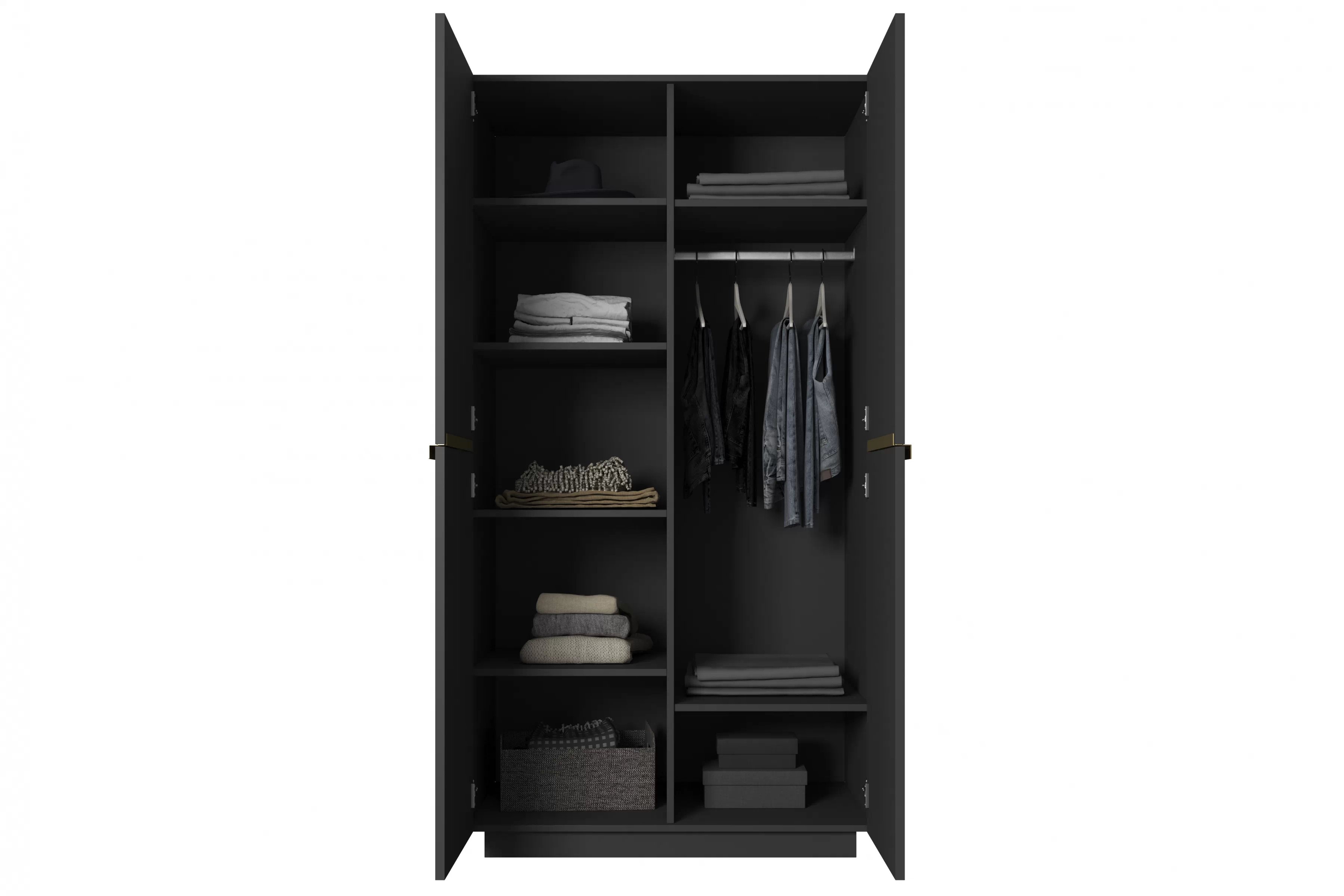 Skříň Nicole 100 cm - černý mat / zlaté úchytky skříň Nicole 100 cm z policemi - černá mat / zlote Úchytky