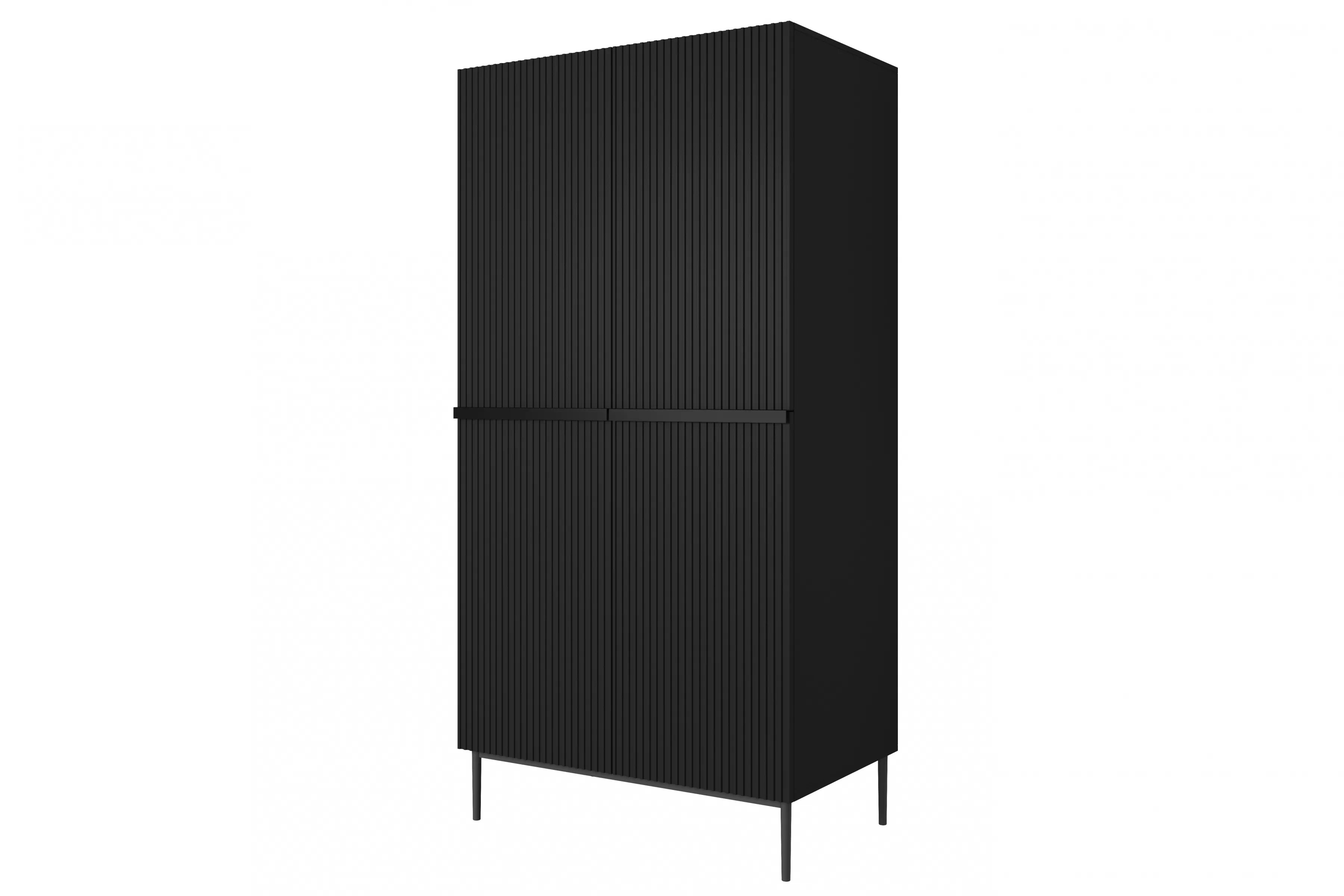 Skriňa Nicole 100 cm na nožičkách s ukrytými zásuvkami - čierny mat / čierna Skriňa Nicole 100 cm so zásuvkami - Čierny mat / čierny nozki