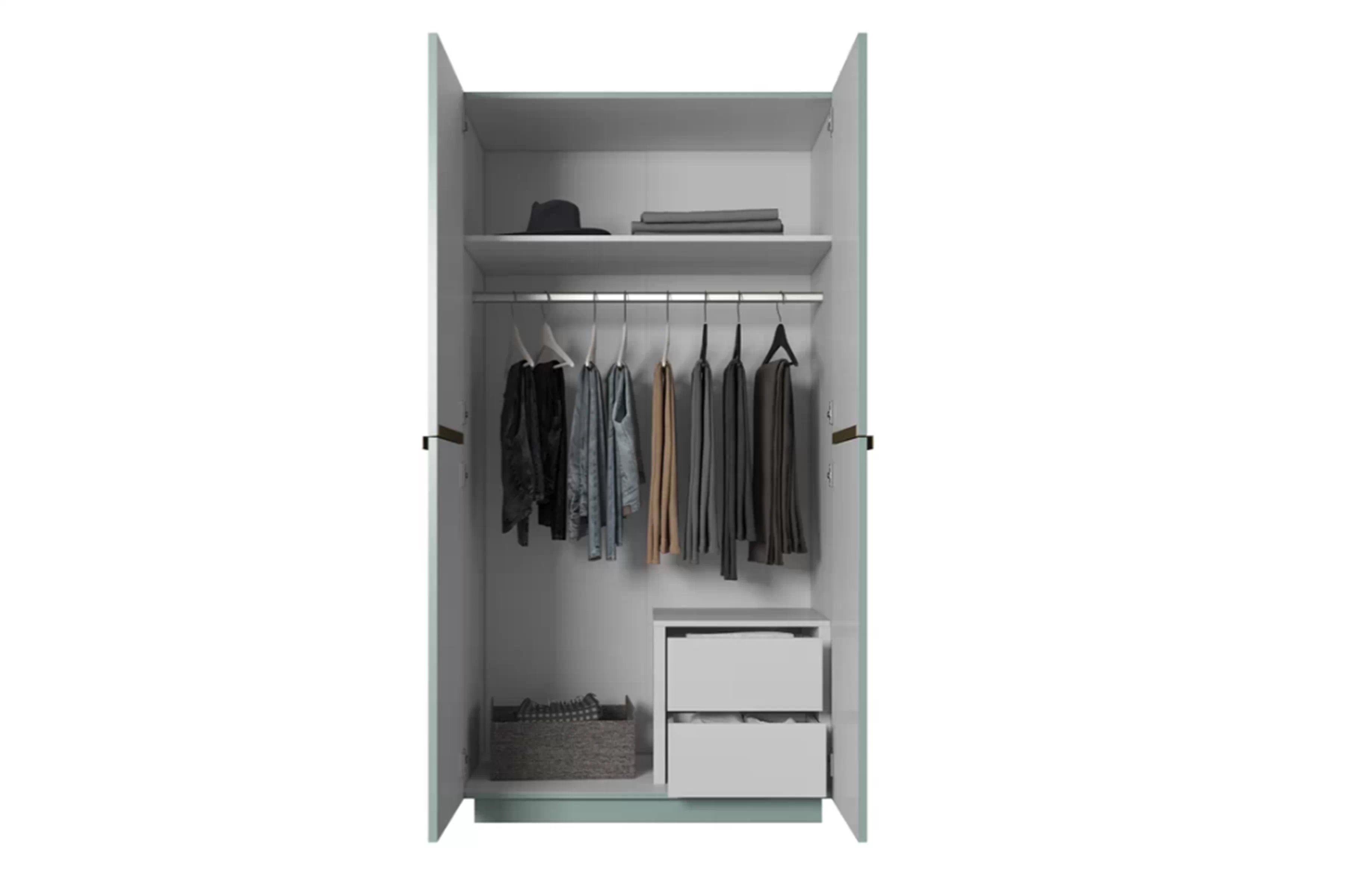 Šatní skříň Nicole 100 cm se zásuvkami - šalvějová / zlaté úchytky skříň Nicole 100 cm se zásuvkami - szalwia / zlote Úchytky - Limitowana oferta