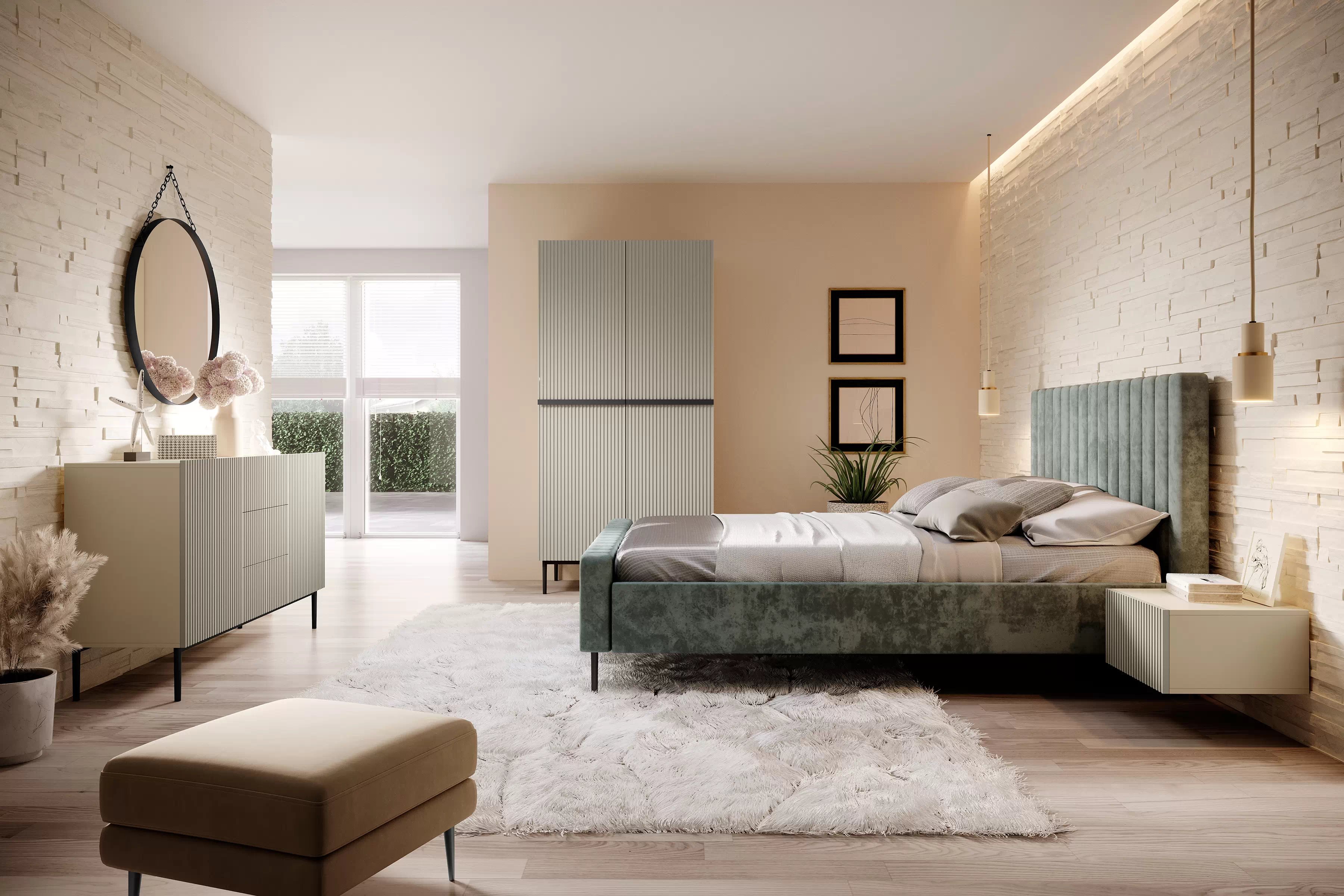 Skriňa Nicole s ukrytými zásuvkami a kovovými nožičkami 100 cm - kašmírová / čierne nožičky Skriňa Nicole 100 cm so zásuvkami i metalowymi nogami - kašmír / čierny nozki