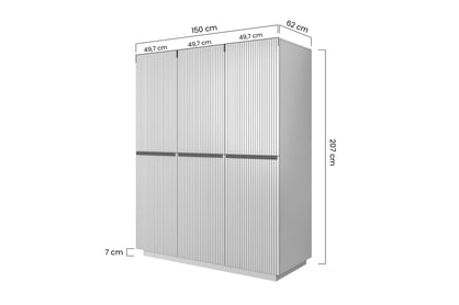 Šatní skříň Nicole 150 cm - bílý mat / černé úchytky skříň Nicole 150 cm - bílý mat / černá Úchytky