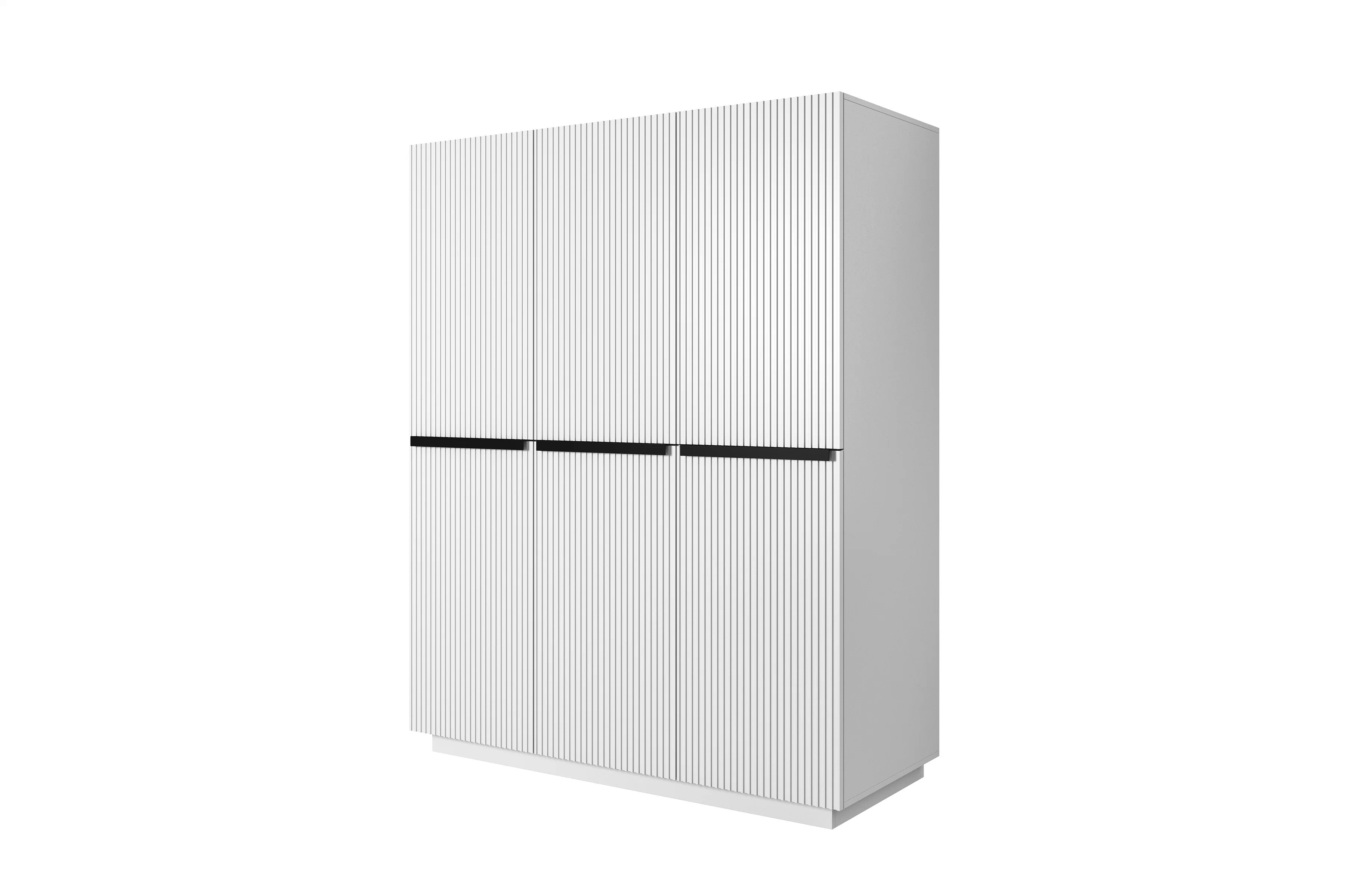 Skriňa Nicole 150 cm na sokli - biely mat / čierne úchytky Skriňa Nicole 150 cm - biely mat / čierny úchyty