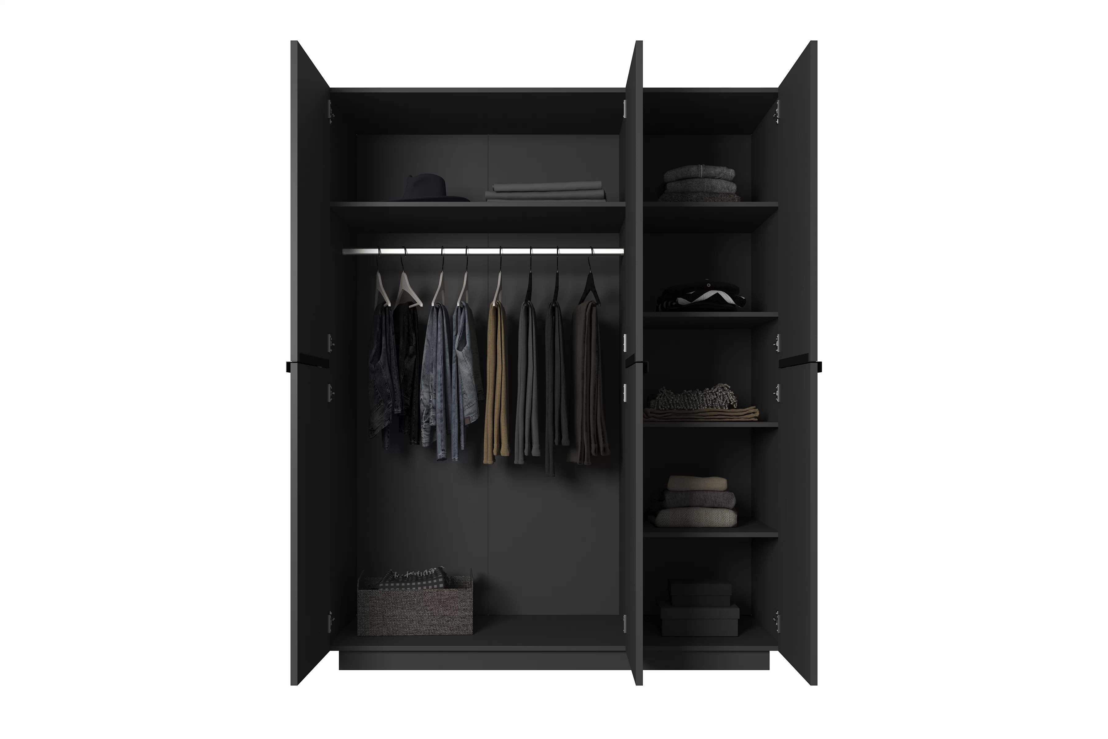 Šatníková skriňa Nicole 150 cm - čierny mat / čierne úchyty Skriňa Nicole 150 cm - Čierny mat / čierny úchyty