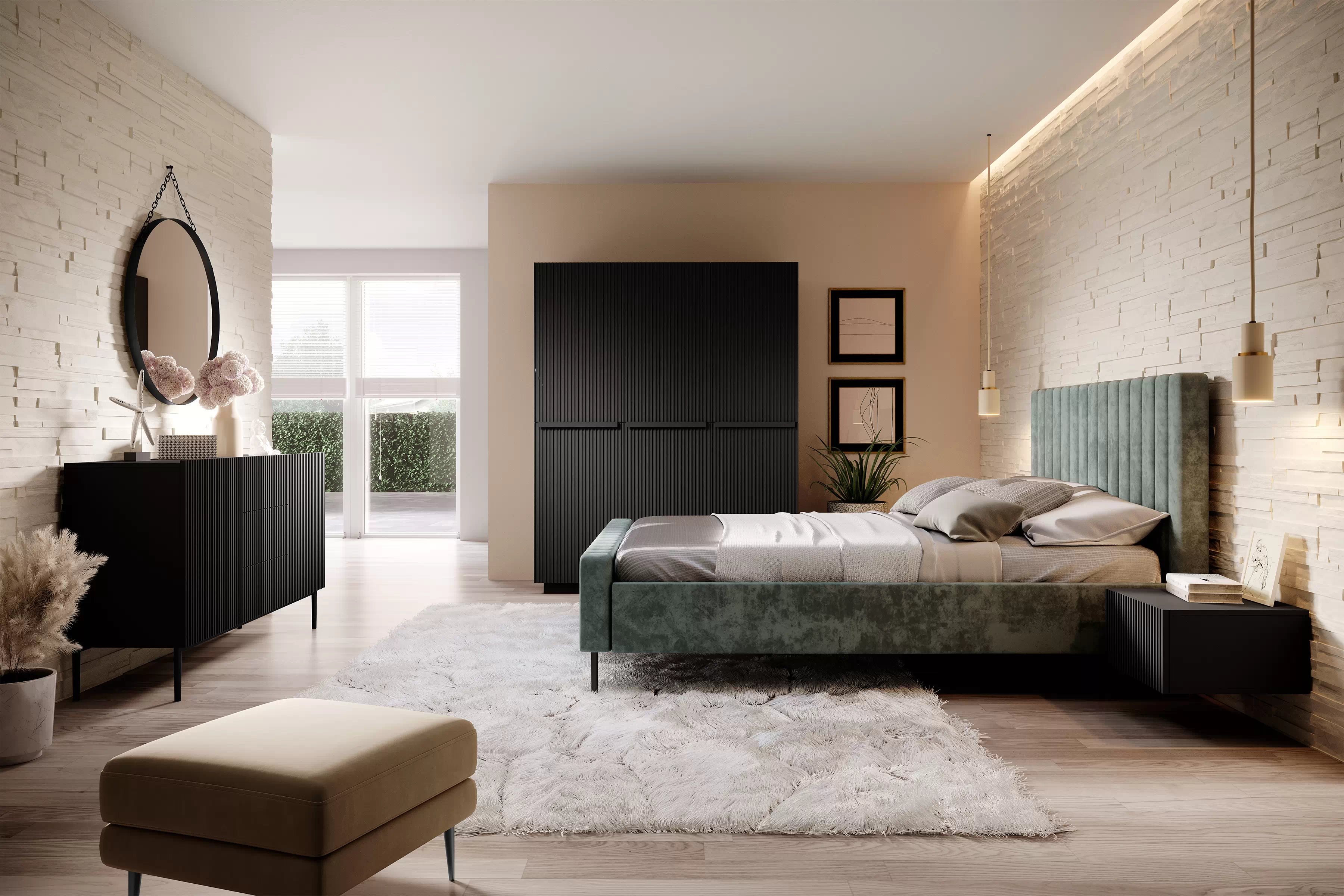 Šatníková skriňa Nicole 150 cm - čierny mat / čierne úchyty Skriňa Nicole 150 cm - Čierny mat / čierny úchyty