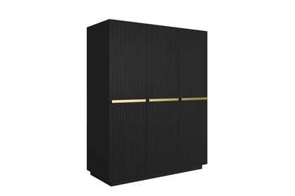 Skříň Nicole 150 cm - černý mat / zlaté úchytky