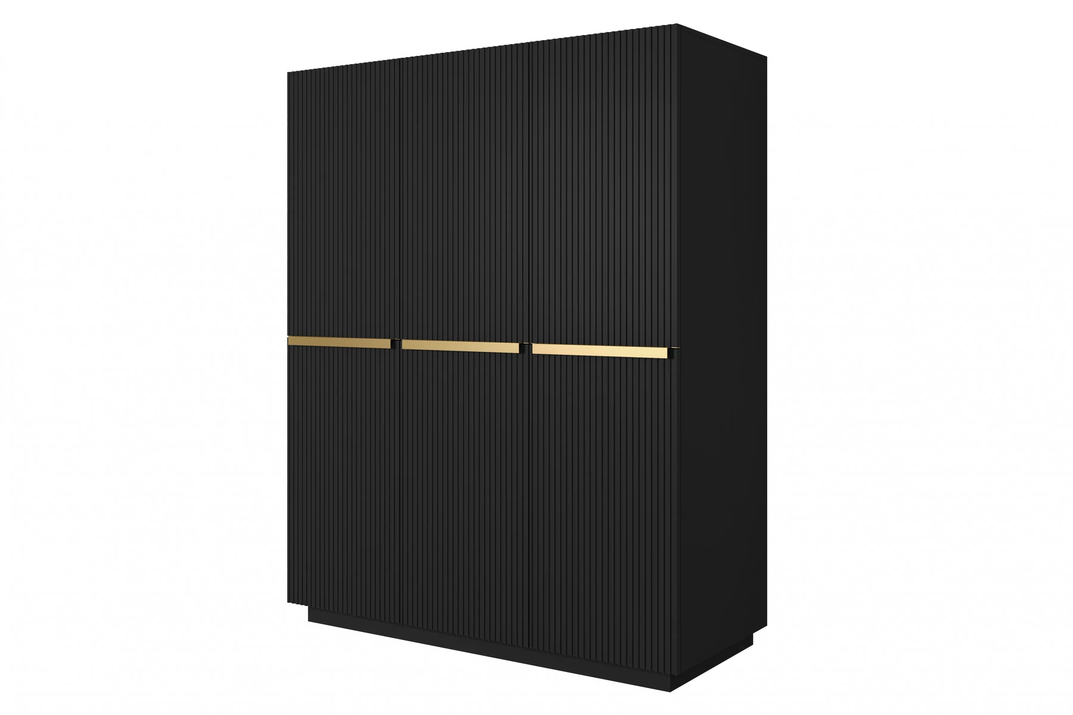Skříň Nicole 150 cm - černý mat / zlaté úchytky skříň Nicole 150 cm z policemi - černá mat / zlote Úchytky