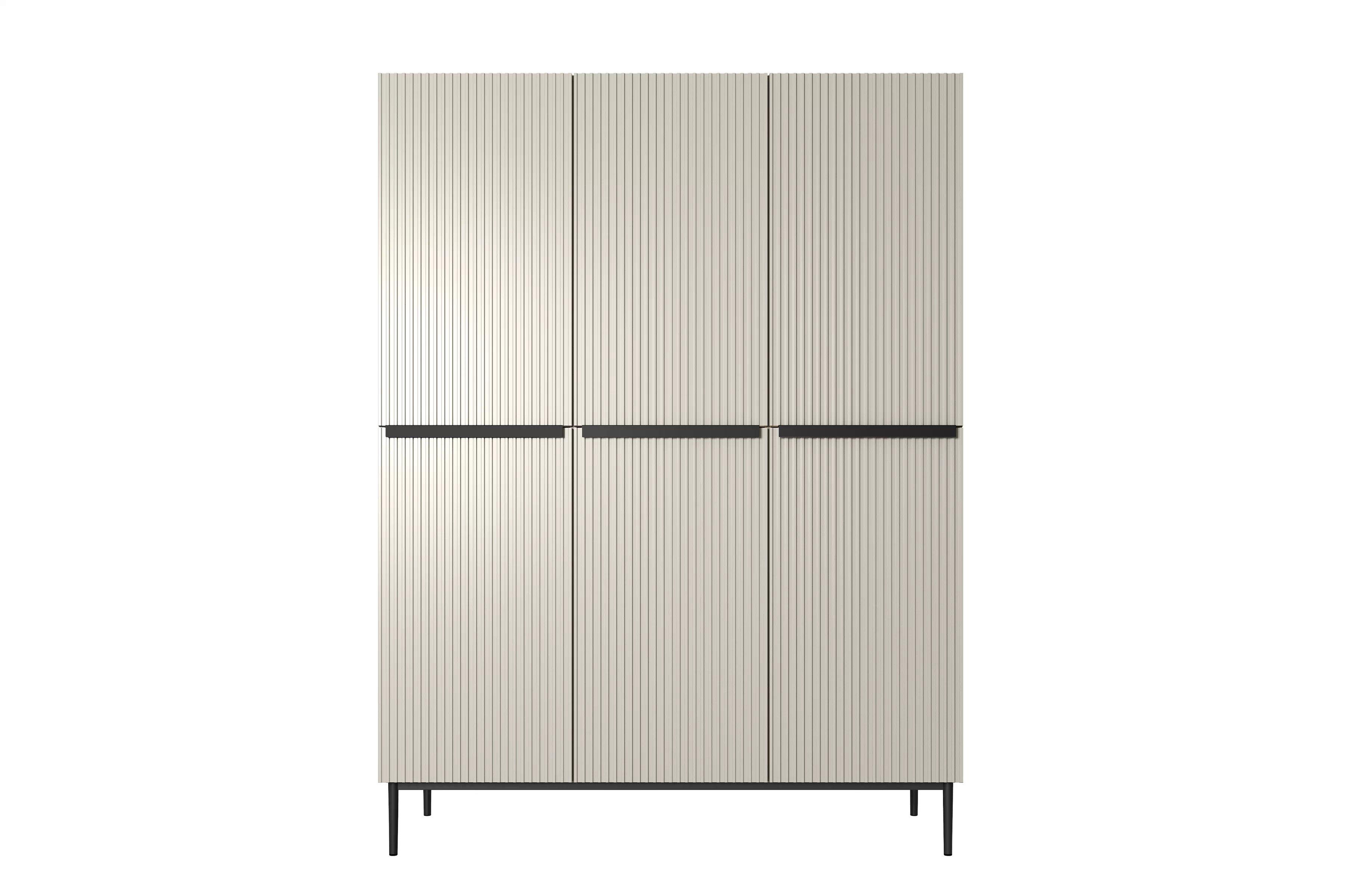 Šatní skříň Nicole 150 cm se zásuvkami - kašmírová / černé nožky skříň Nicole 150 cm z policemi i zásuvkami - kašmír / černá nozki