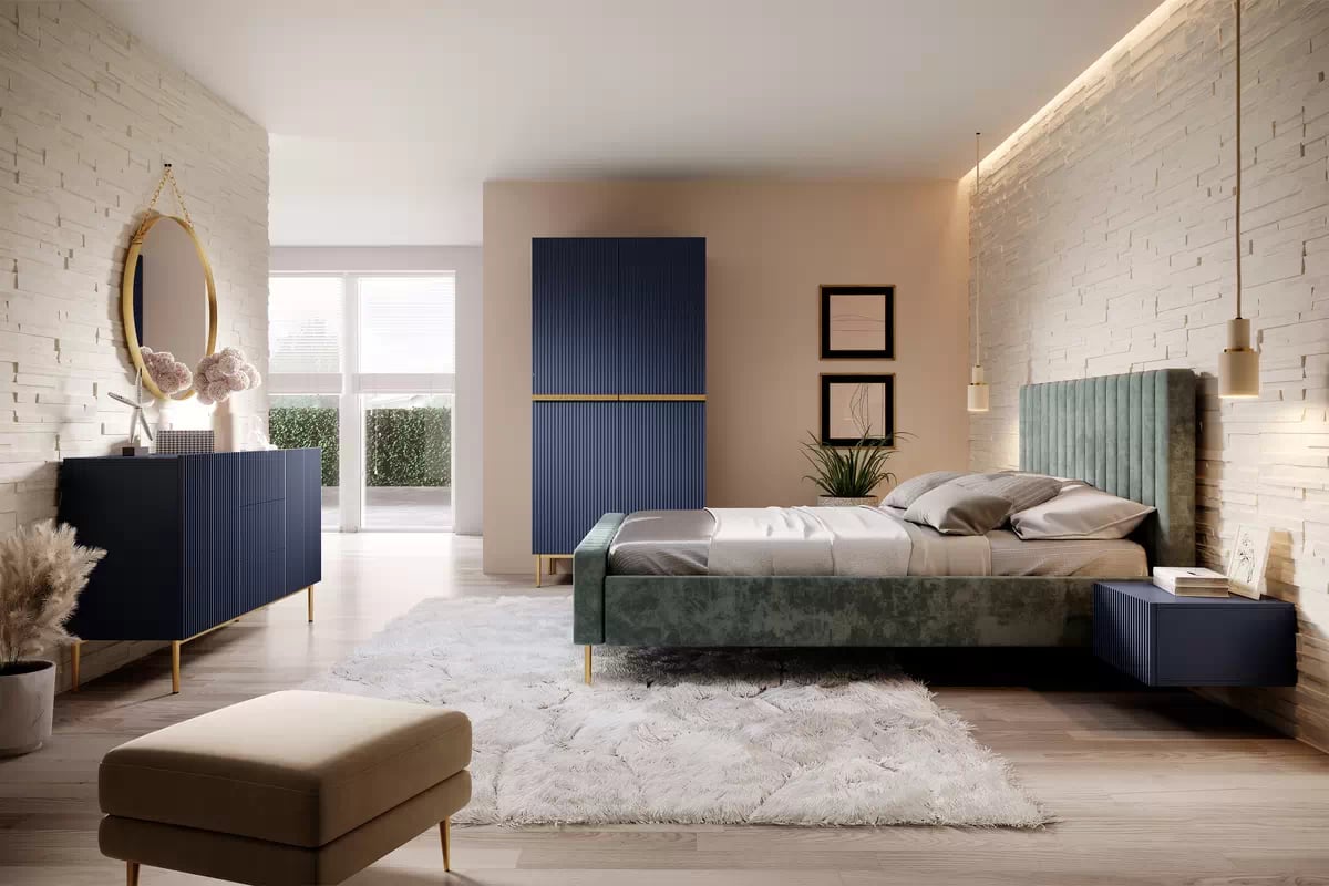 Šatníková skriňa Nicole 100 cm s drážkovaním - granátová / zlaté nožičky - Limitovaná ponuka Skriňa Nicole z metalowymi nogami i uchwytami 100 cm - granat / zlote nozki