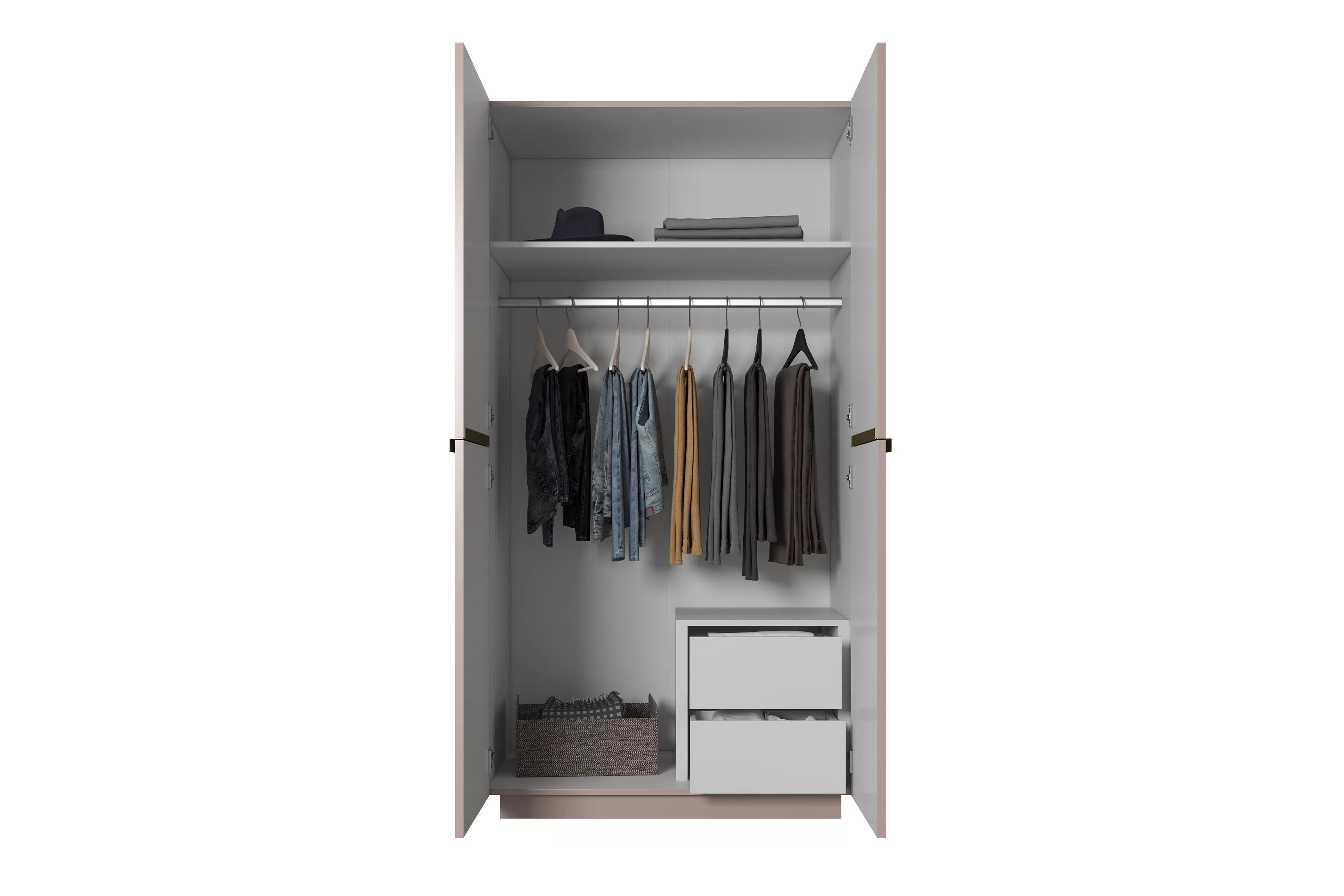 Šatníková skriňa Nicole 100 cm so zásuvkami - antická ružová / zlaté úchyty - Limitovaná ponuka Skriňa Nicole z ukrytymi zásuvkami 100 cm - antický Ružová / zlote úchyty