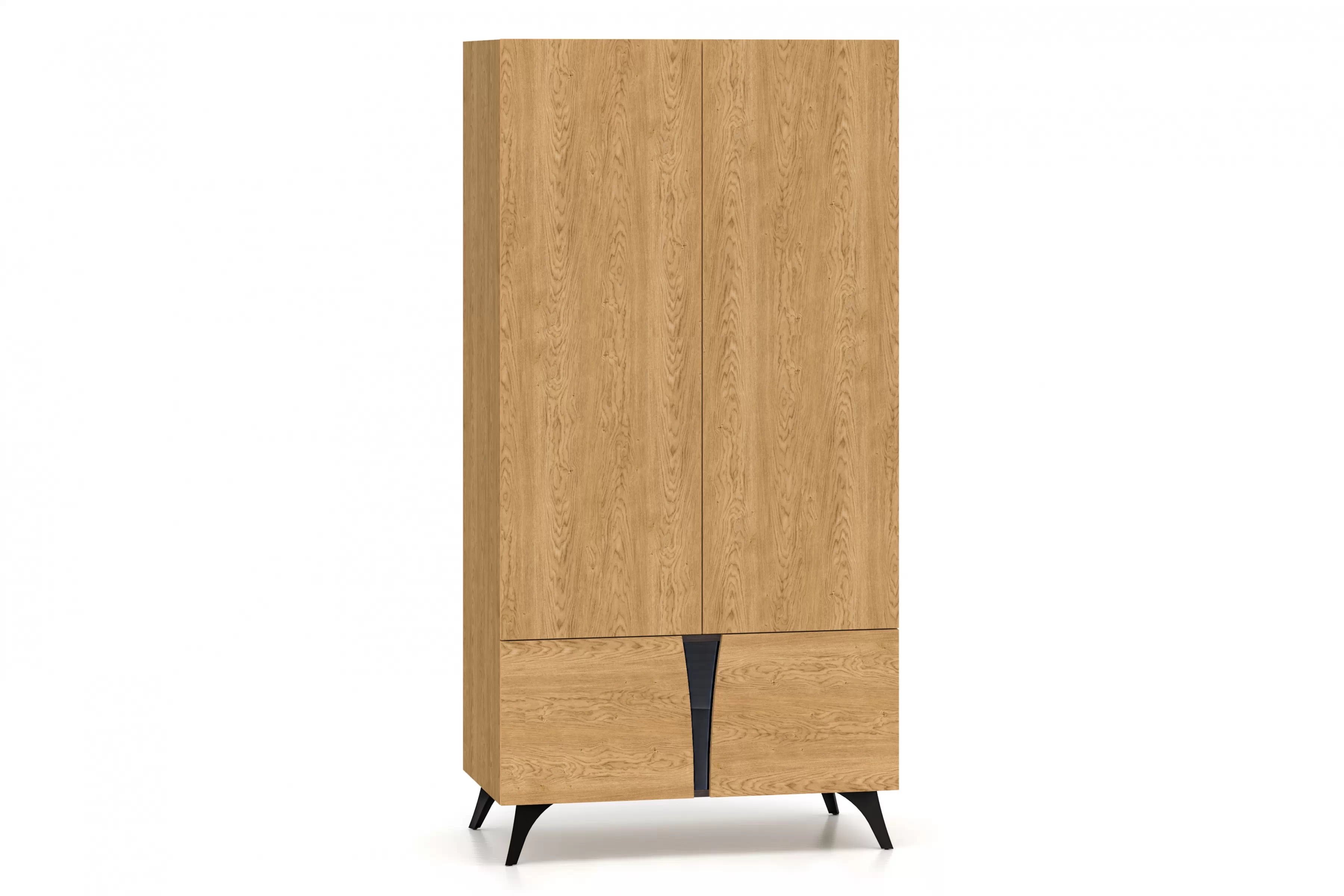 Šatní skříň s otočnými dveřmi Natina 01 95 cm - dub baltic dune skříň otvírána Natina 95 cm - dub baltic dune / jasan portland černá