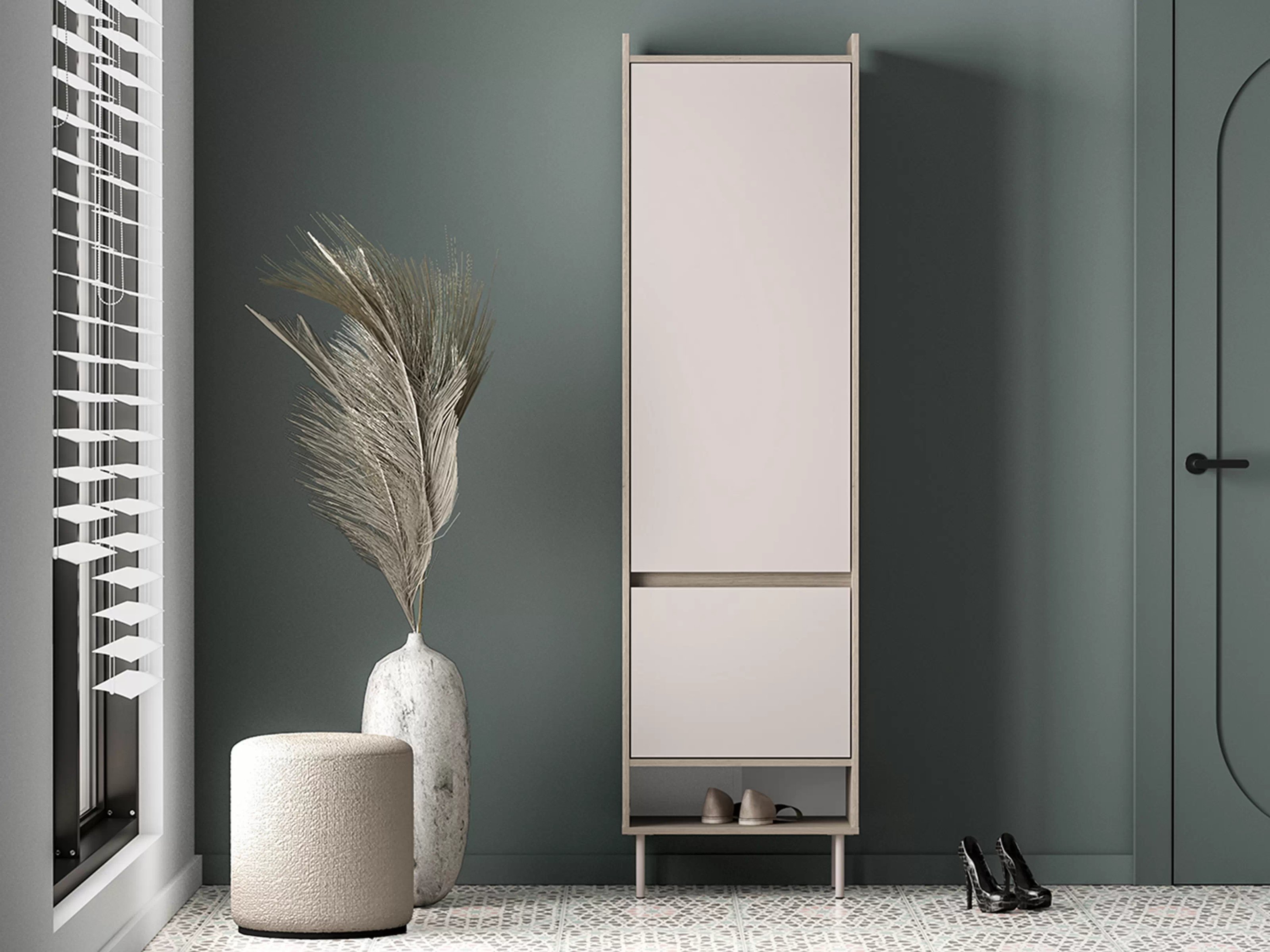 Šatní skříň s otočnými dveřmi Tivano 01 54 cm - kašmír / dub cremona skříň otvírána Voco 01 54 cm - kašmír / dub cremona