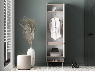 Šatní skříň s otočnými dveřmi Tivano 01 54 cm - kašmír / dub cremona skříň otvírána Voco 01 54 cm - kašmír / dub cremona