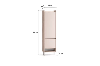 Šatní skříň s otočnými dveřmi Tivano 01 54 cm - kašmír / dub cremona skříň otvírána Voco 01 54 cm - kašmír / dub cremona