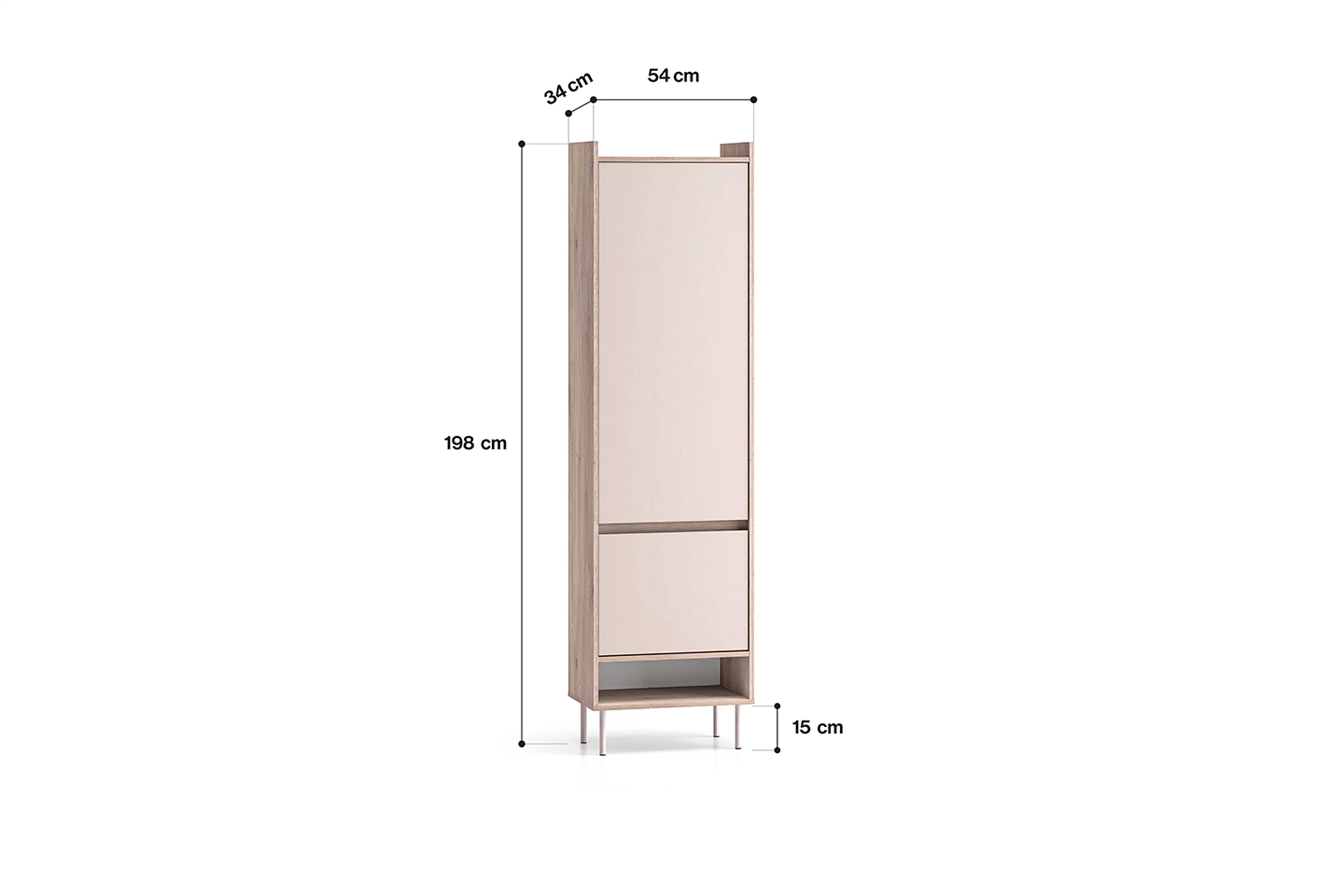Šatní skříň s otočnými dveřmi Tivano 01 54 cm - kašmír / dub cremona skříň otvírána Voco 01 54 cm - kašmír / dub cremona