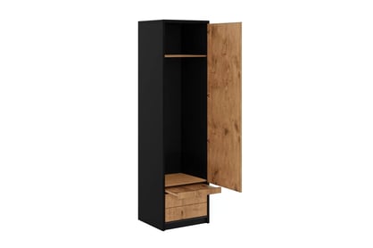 Dulap Loft S pentru pat vertical rabatabil Basic - negru / stejar lancelot