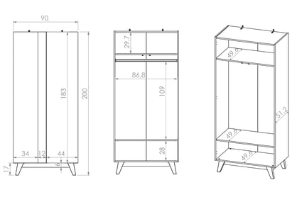 Šatníková skriňa Salio 90 cm - kašmírová / čierna Skriňa Salio 90 cm - kašmír / Čierny