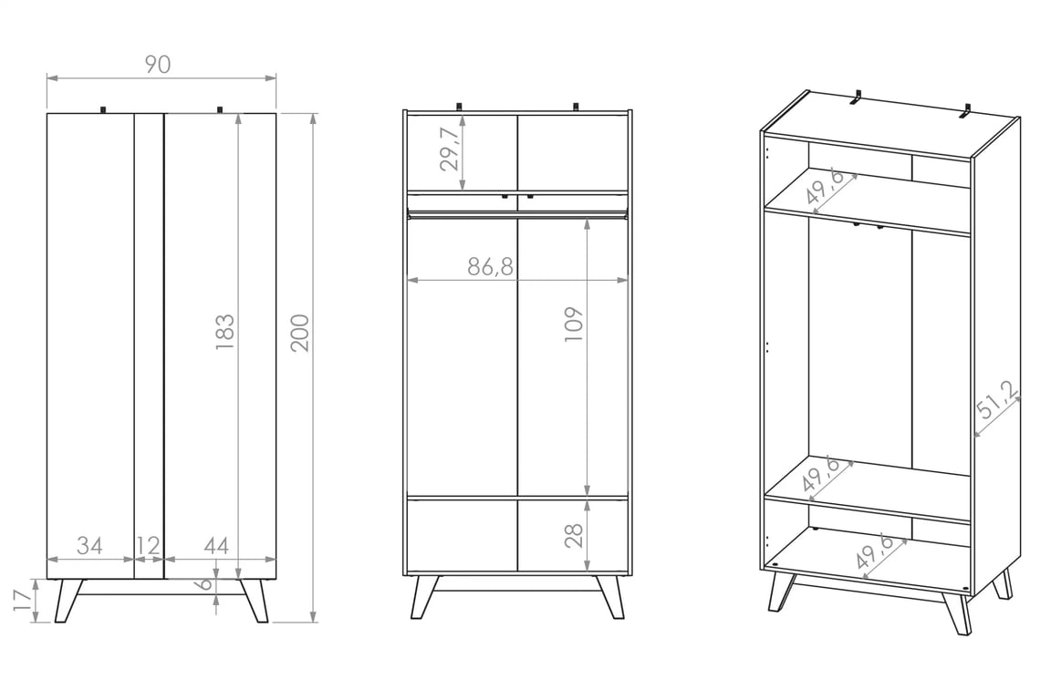 Šatníková skriňa Salio 90 cm - kašmírová / čierna Skriňa Salio 90 cm - kašmír / Čierny