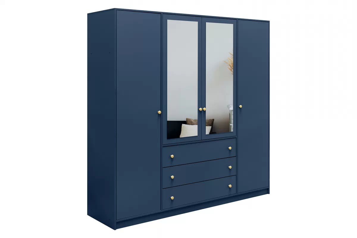 Skriňa Siena II D4 196 cm so zásuvkami i zrkadlom - tmavá morská modrá Skriňa Siena II D4 196 cm so zásuvkami i zrkadlom - tmavý Blankyt