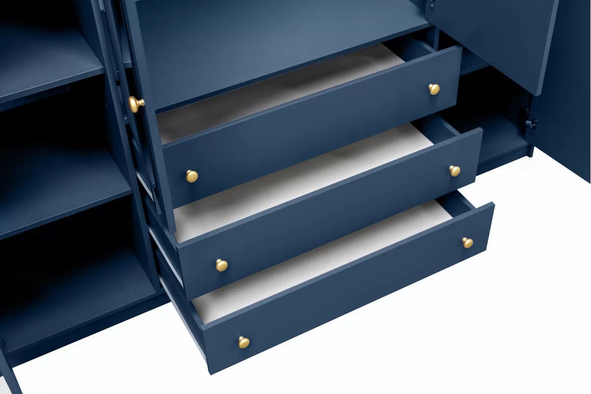 Skriňa Siena II D4 196 cm so zásuvkami i zrkadlom - tmavá morská modrá Skriňa Siena II D4 196 cm so zásuvkami i zrkadlom - tmavý Blankyt