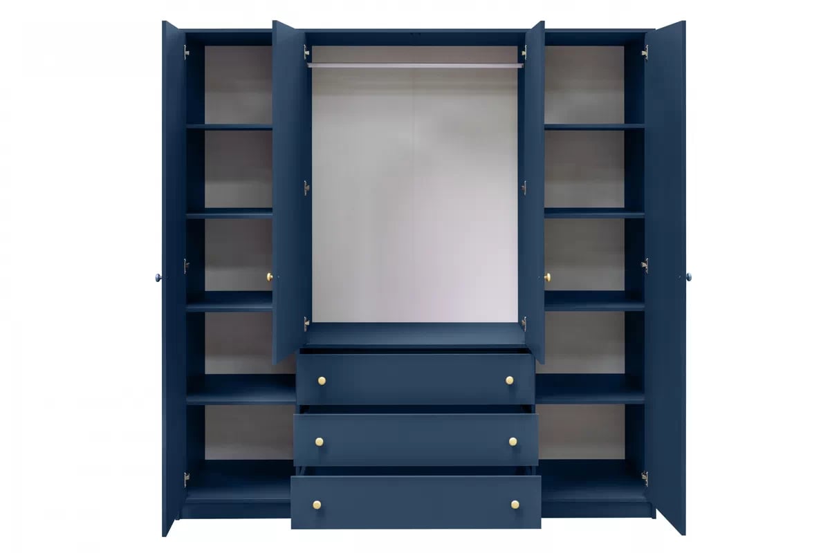 Skriňa Siena II D4 196 cm so zásuvkami i zrkadlom - tmavá morská modrá Skriňa Siena II D4 196 cm so zásuvkami i zrkadlom - tmavý Blankyt