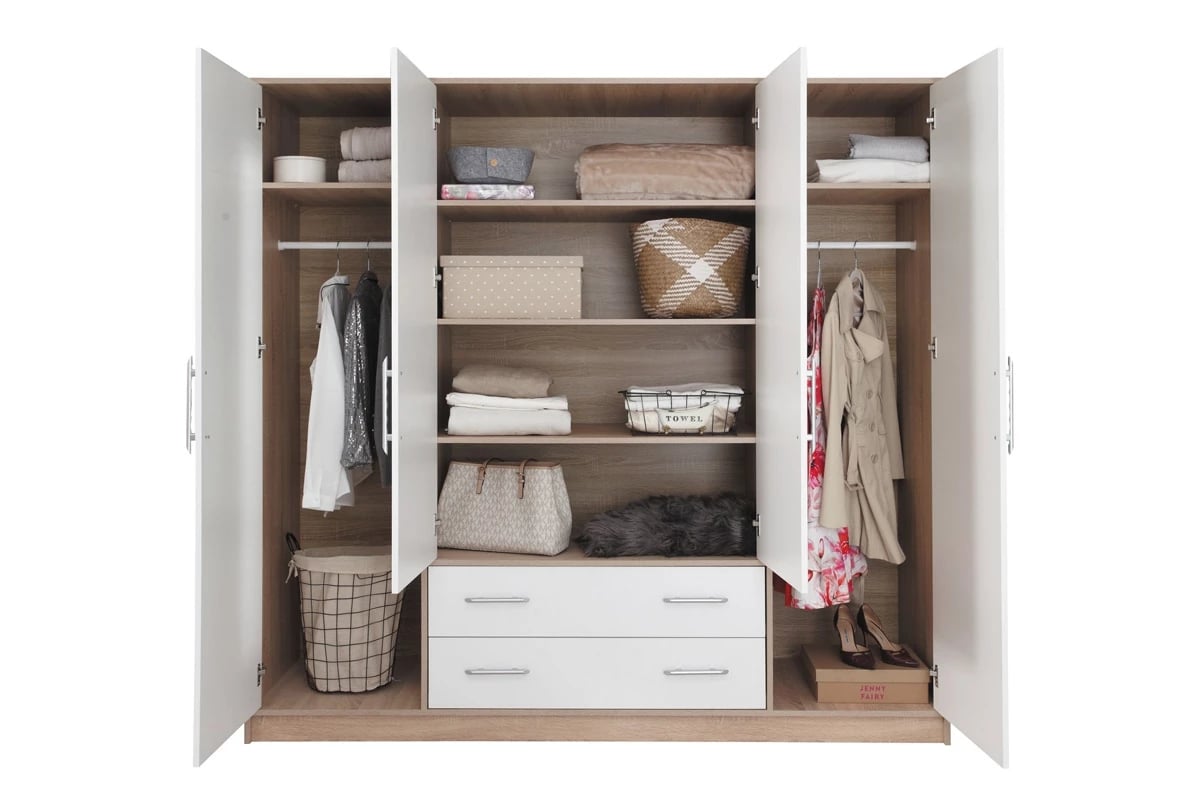 Skříň čtyřdveřová se dvěma zásuvkami SR1 Smart velká Skříň Bílá