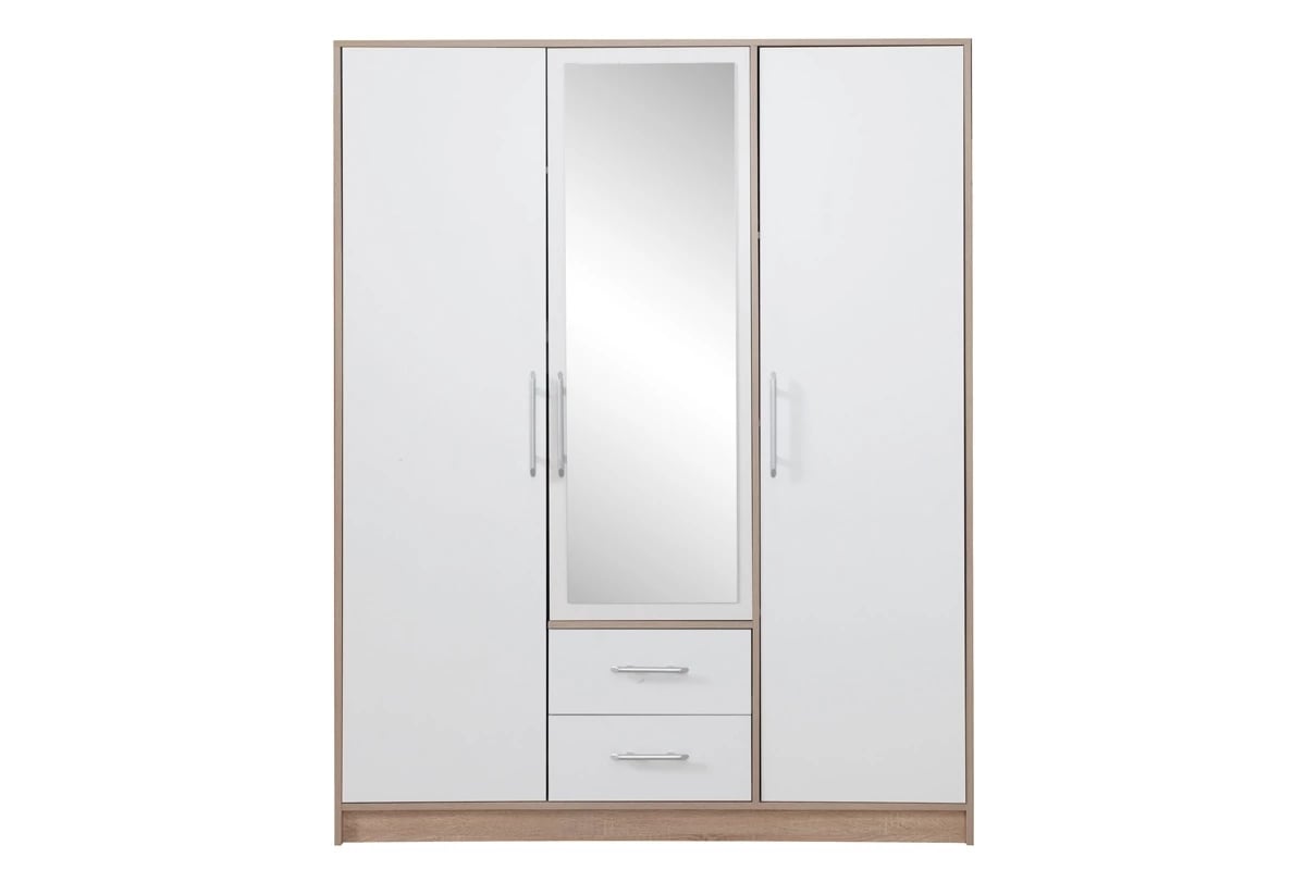 Skriňa Smart SRL2 so zrkadlom - 150 cm - biely lux / dub sonoma szafa z lustrem
