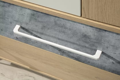 Step ST1 ruhásszekrény 90 cm fiókos - bézs tölgy / fényes fehér / beton szürke ruhásszekrény Step 90 cm fiokokkal szivacsos tölgy / fehér lux / beton