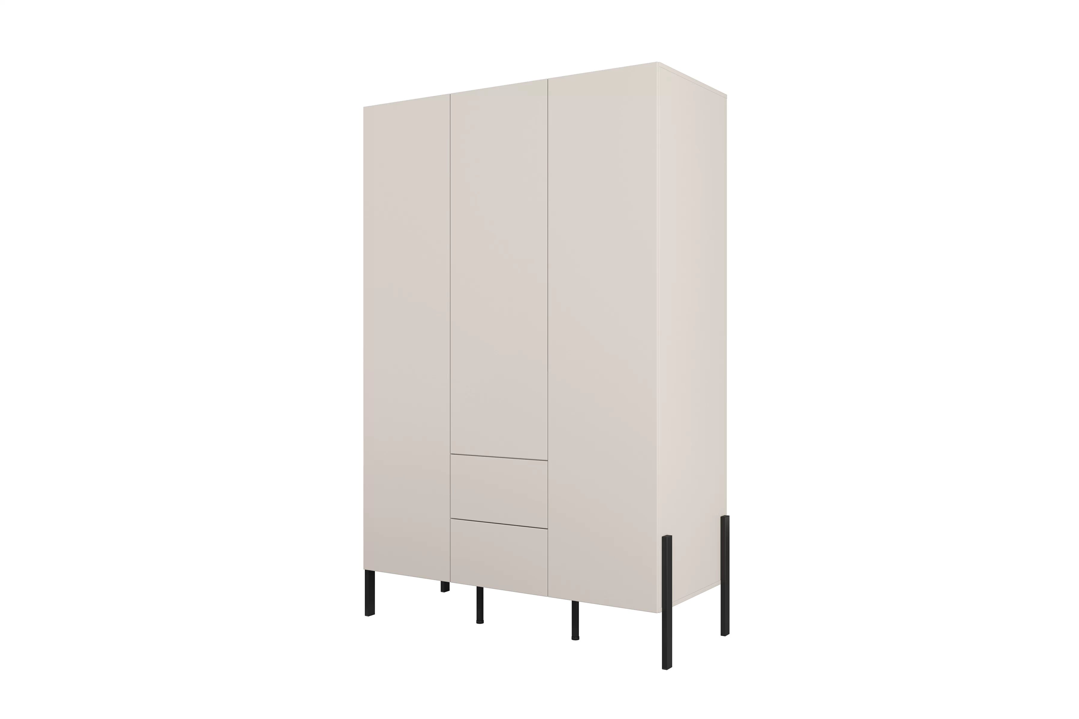 Šatníková skriňa Jukon 139 cm so zásuvkami - kašmírová / čierna Skriňa trojdverová Jukon 139 cm so zásuvkami - kašmír / čierny nožičky