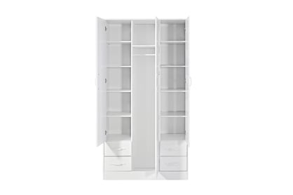 Trojdverová skriňa Lomaro 120 cm so zásuvkami - biela / čierny úchyt Skriňa trojdverová Lomaro 120 cm so zásuvkami - Biely / Úchytka Čierny 