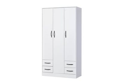 Trojdverová skriňa Lomaro 120 cm so zásuvkami - biela / čierny úchyt Skriňa trojdverová Lomaro 120 cm so zásuvkami - Biely / Úchytka Čierny 