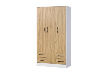 Trojdverová skriňa Lomaro 120 cm so zásuvkami - dub artisan / čierny úchyt Skriňa trojdverová Lomaro 120 cm so zásuvkami - Dub artisan / Úchytka Čierny 