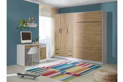 Trojdverová skriňa Lomaro 120 cm so zásuvkami - dub artisan / čierny úchyt Skriňa trojdverová Lomaro 120 cm so zásuvkami - Dub artisan / Úchytka Čierny 